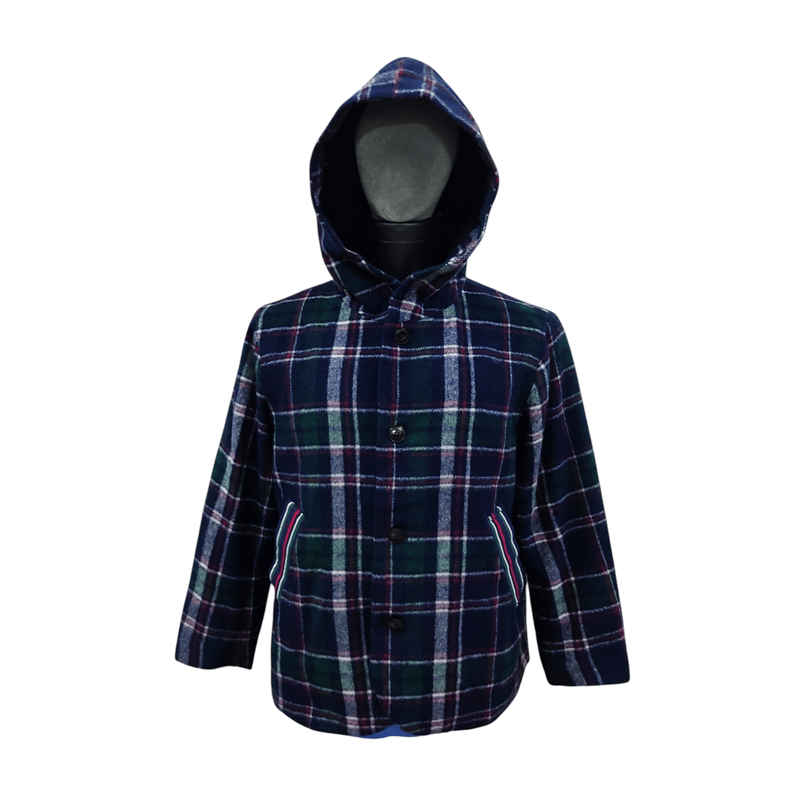 Frapbois Frapbois Plaid Hood Button Up Wool Jacket Size US M / EU 48-50 / 2 - 1 Thumbnail