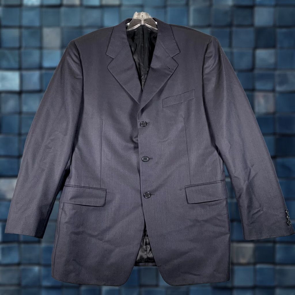 Canali VINTAGE Canali Suit Jacket Mens 50 Blue Wool Silk 3 Button Blazer Striped Made In Italy Size 50R - 1 Thumbnail