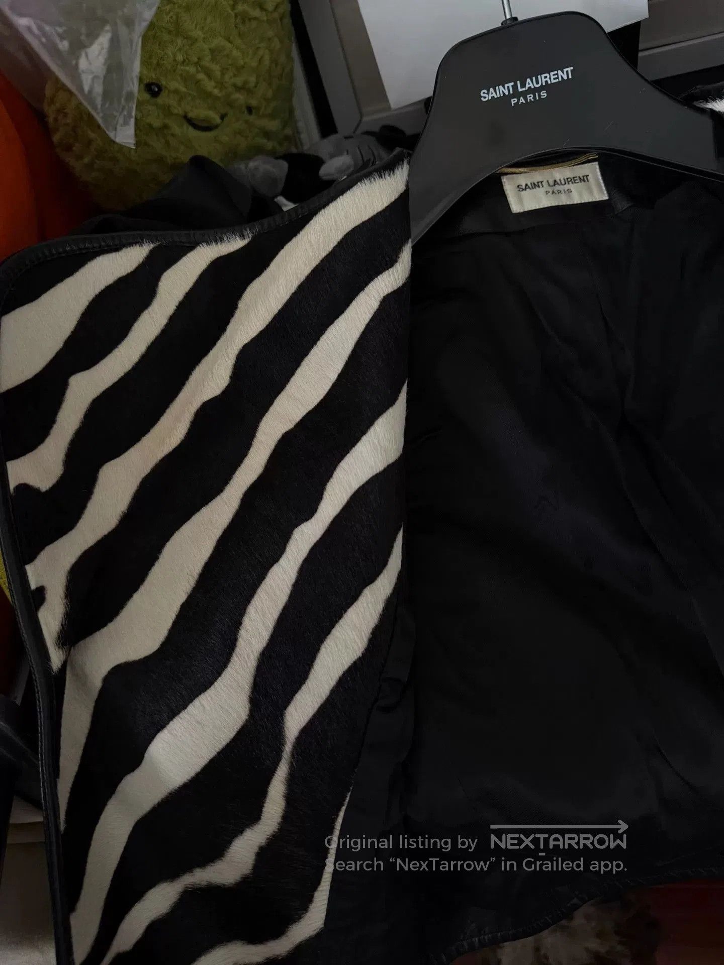 Saint Laurent Paris Saint Laurent Black Leather Jacket Zebra Collar. Size XS / US 0-2 / IT 36-38 - 5 Thumbnail