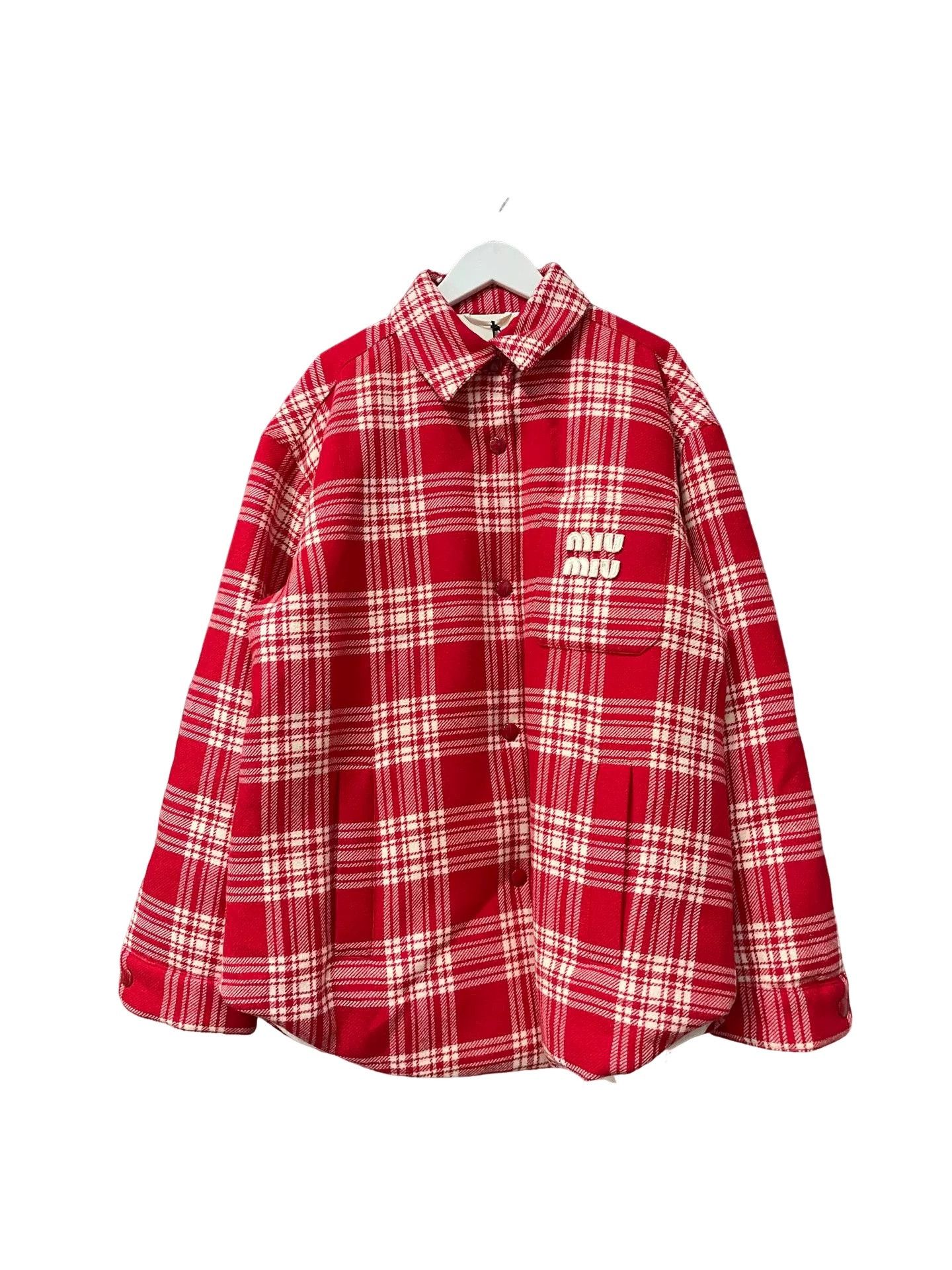 Miu Miu Miu Miu Red Plaid Padded Jacket Size 40 Size S / US 4 / IT 40 - 1 Thumbnail