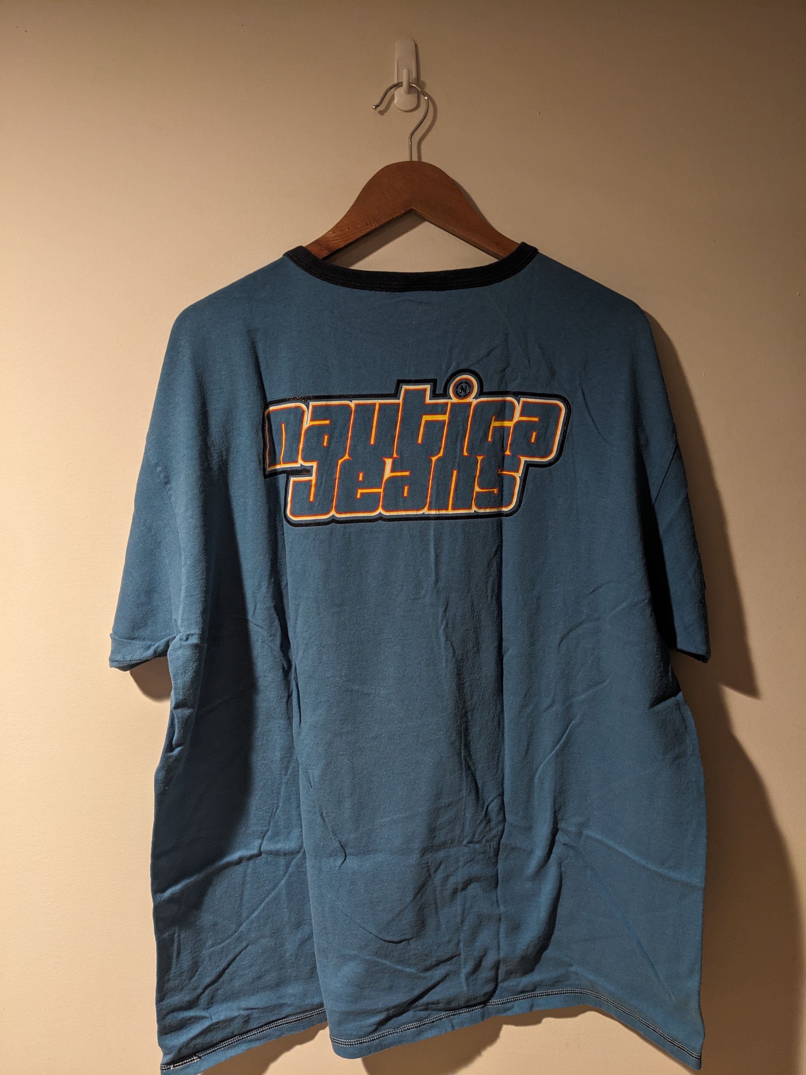Nautica × Vintage Vintage Y2K Nautica Jeans Logo Blue XX-Large Ringer T-Shirt Size US XXL / EU 58 / 5 - 5 Thumbnail