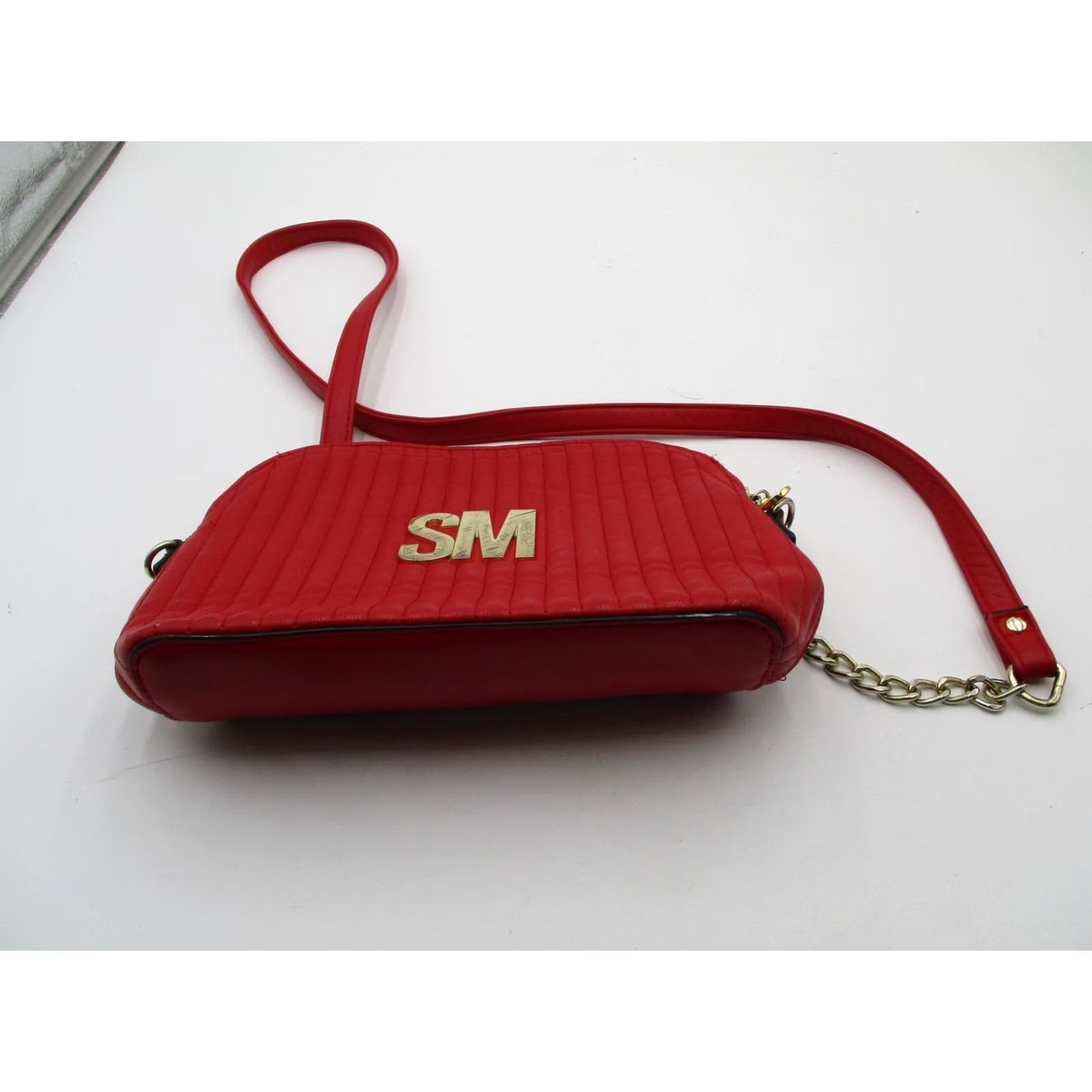 Steve Madden Steve Madden Crossbody Bag Small Red Quilted Faux Leather Gold SM Logo Womens Size ONE SIZE - 7 Thumbnail