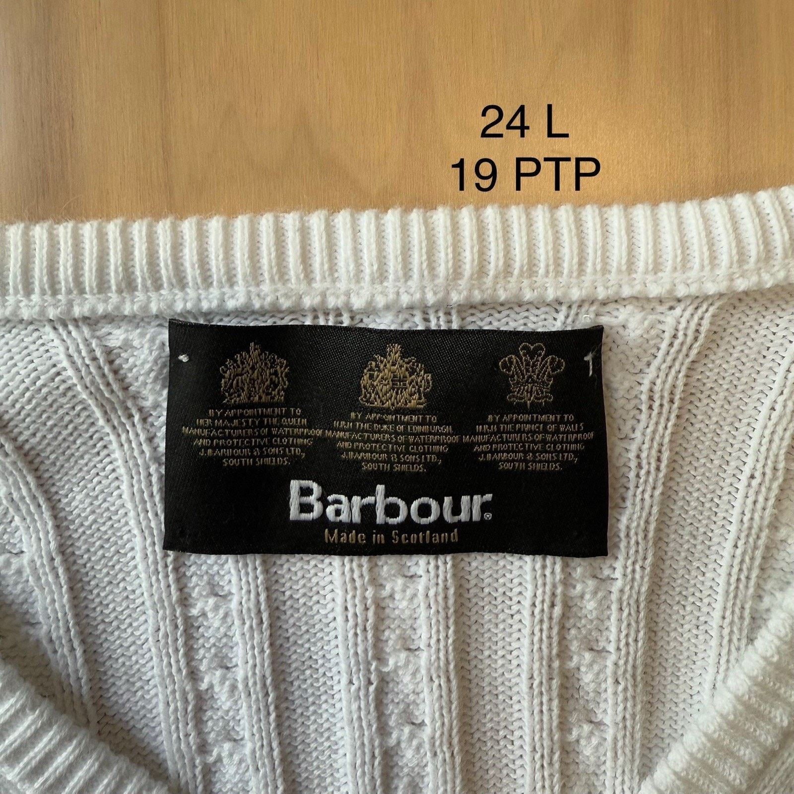 Barbour Barbour Cable Knit Sweater Women's 16 White Cotton Pullover Size XXL / US 16-18 / IT 52-54 - 7 Thumbnail