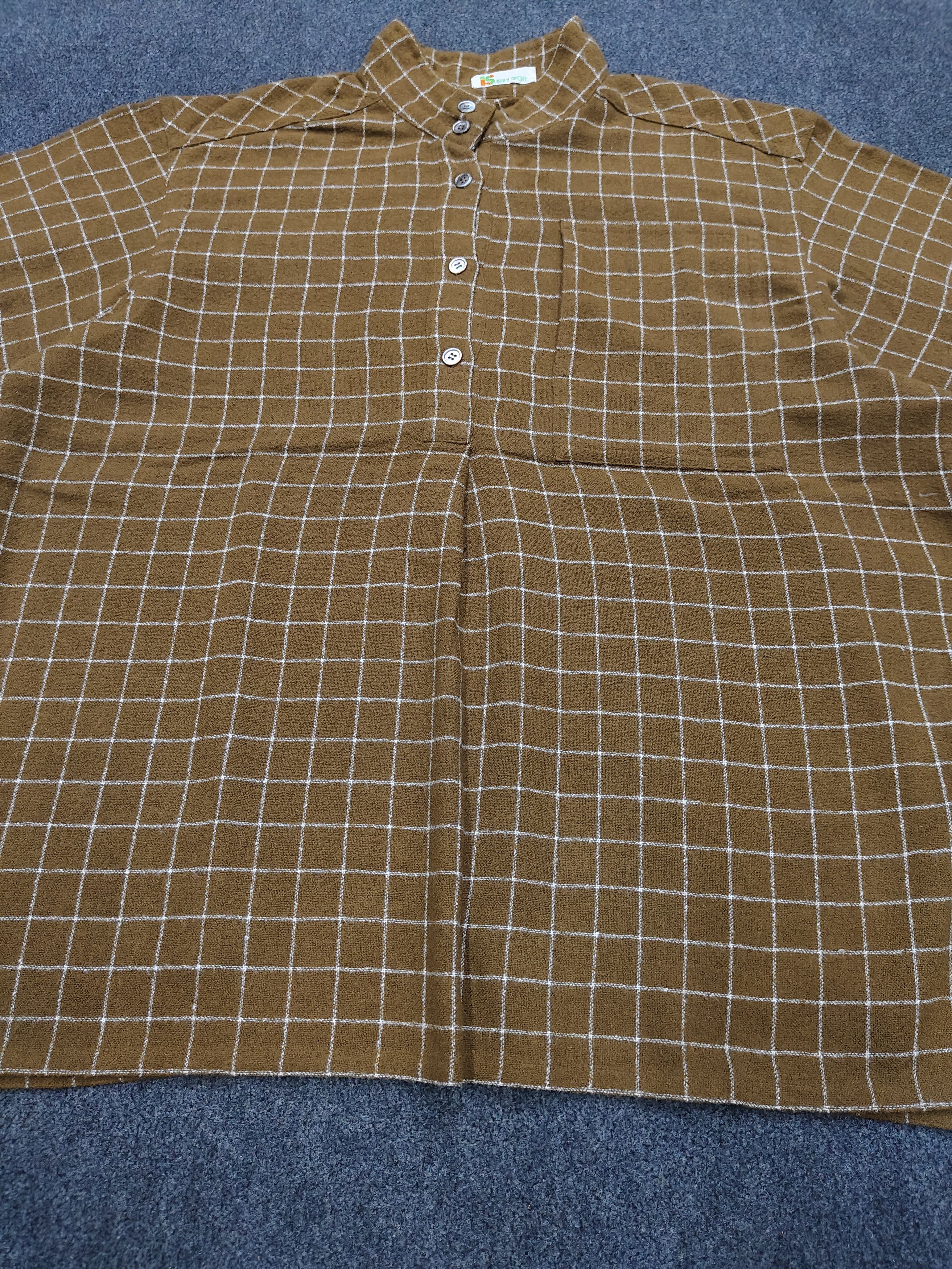 Issey Miyake 80s Issey Sport- Archived Plaid Stand Collar Wool Shirt Size US M / EU 48-50 / 2 - 4 Thumbnail