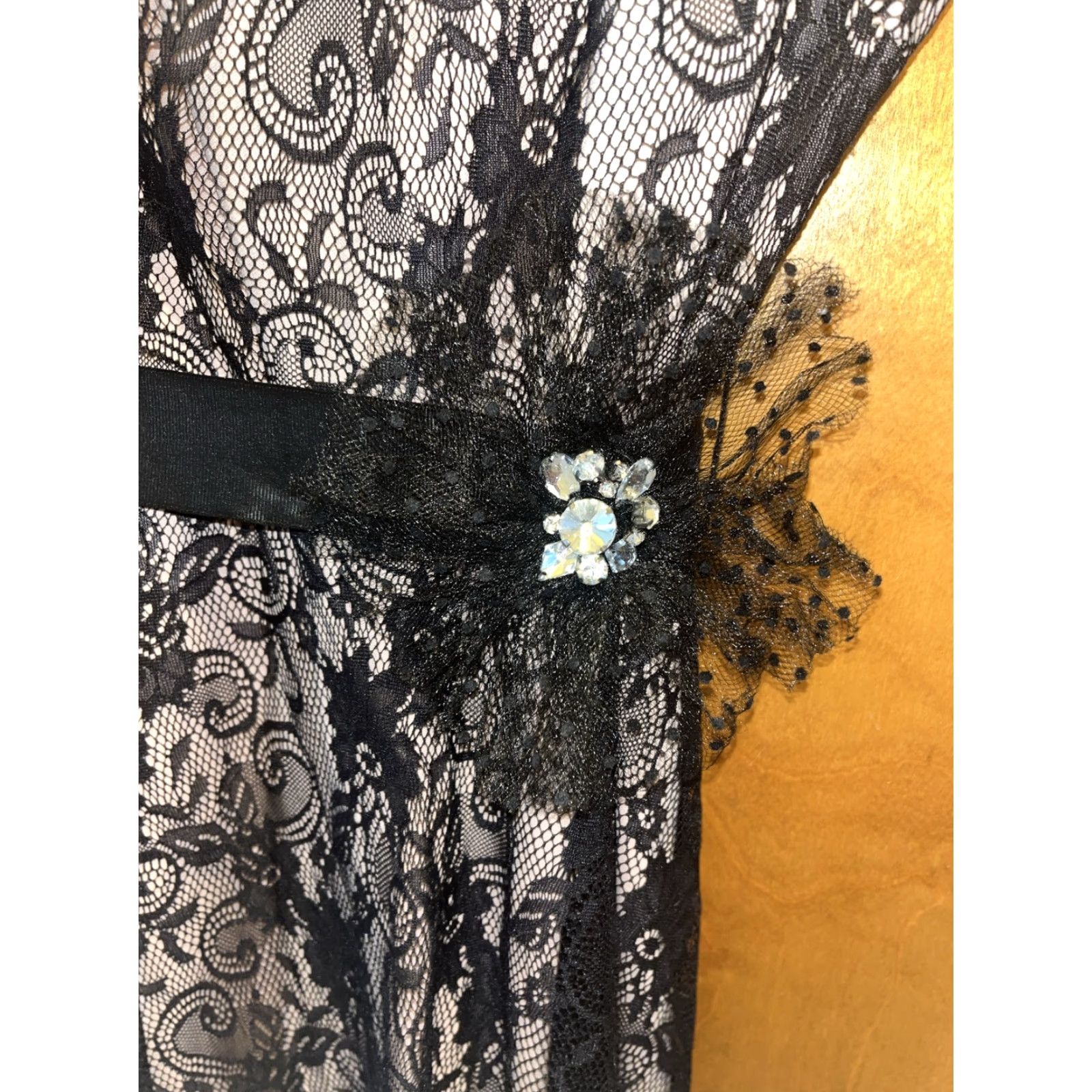 Vintage Vintage Y2K 90s City Triangle Size 7 Black Lace Party Dress Size M / US 6-8 / IT 42-44 - 3 Thumbnail
