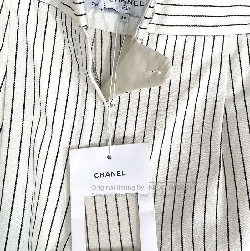 Chanel Chanel White Cotton Striped Casual Trousers . Size 23" - 7 Thumbnail