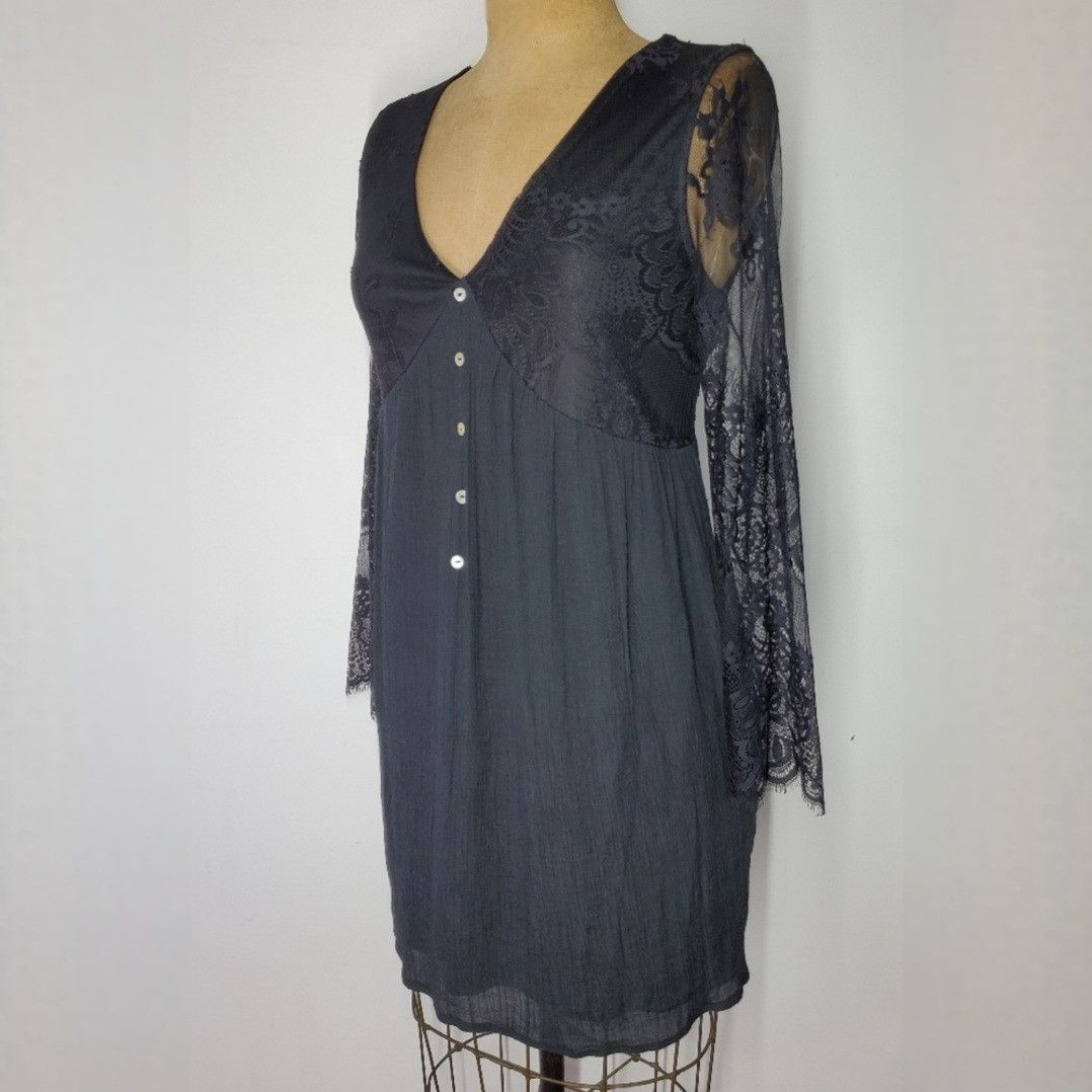 Other BaeVely S/M Dress Black Mini Lace Long Sleeve Empire Lined Size S / US 4 / IT 40 - 3 Thumbnail