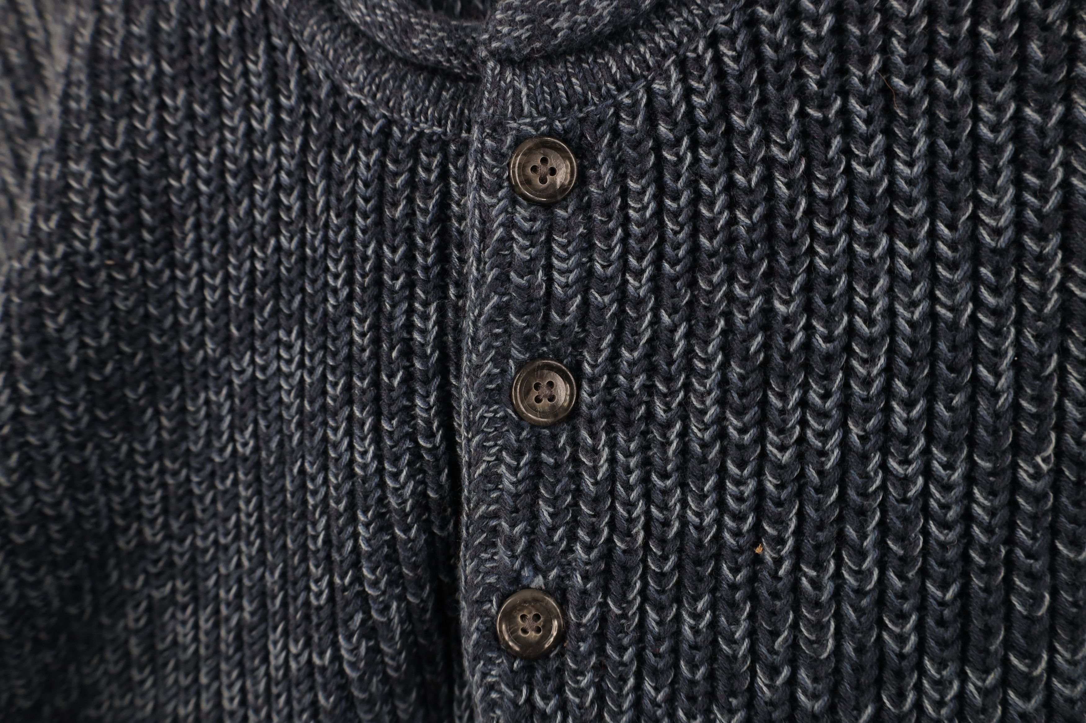 L.L. Bean Vintage 90s LL Bean Ribbed Knit Henley Sweater Blue Cotton Size US L / EU 52-54 / 3 - 5 Thumbnail