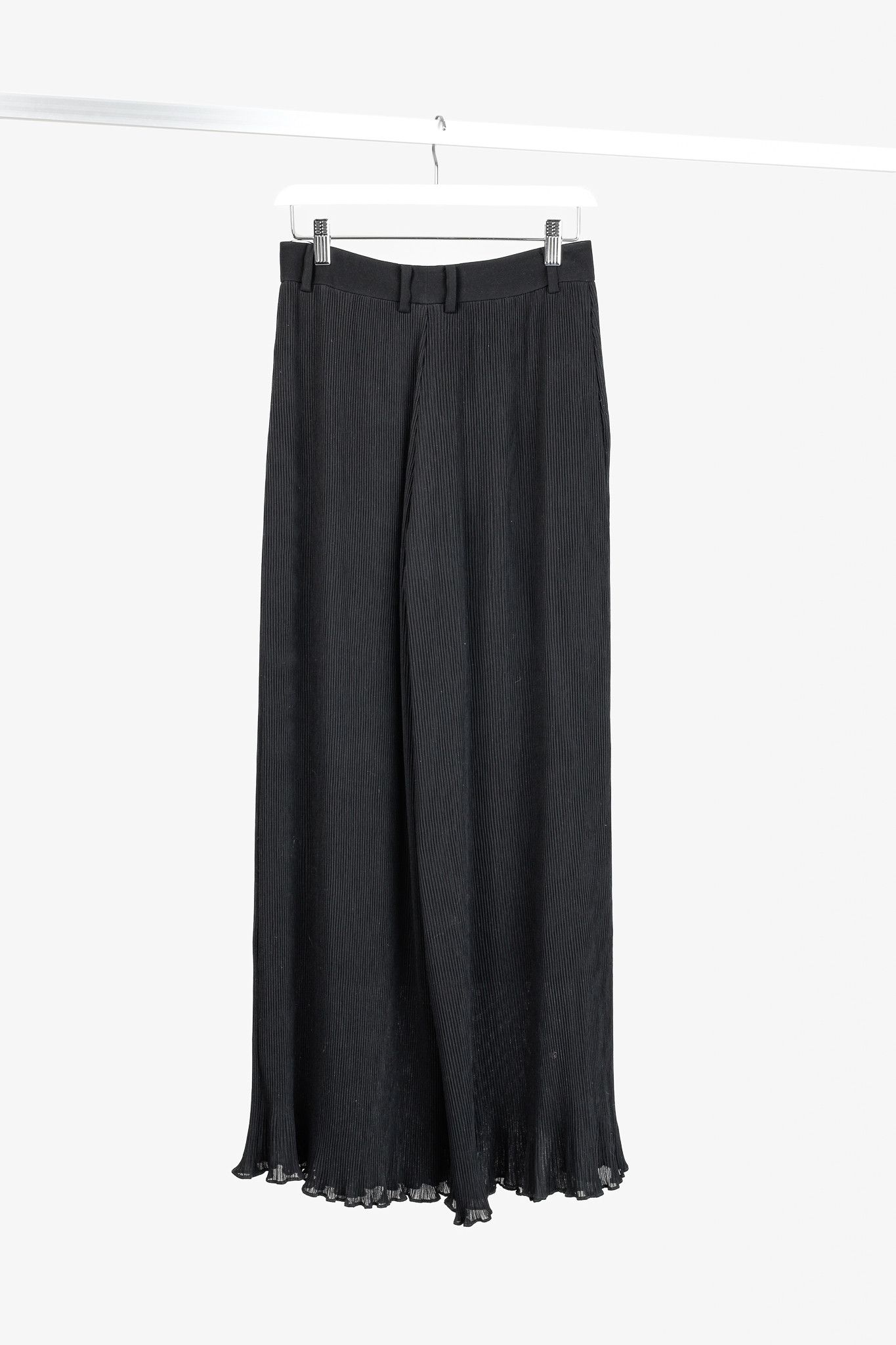 MCQ McQ Black Pleated Wide-Leg Lettuce-Hem Pants Size 26" / US 2 / IT 38 - 2 Thumbnail