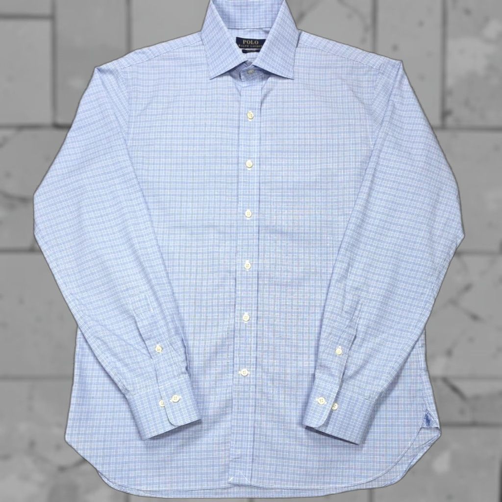 Polo Ralph Lauren Polo Ralph Lauren Shirt Men 15.5-35 Blue Houndstooth Plaid Button Up Easy Care Size US L / EU 52-54 / 3 - 1 Thumbnail