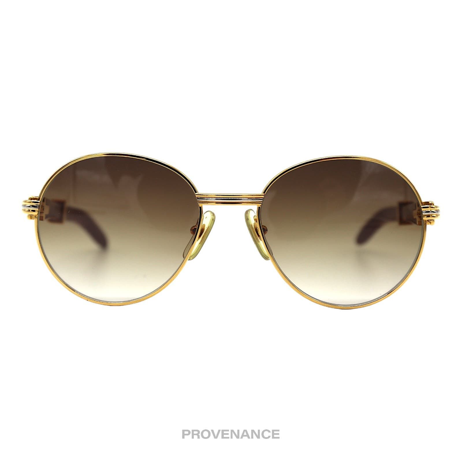 image of Cartier Bagatelle Wood Sunglasses- Brown in Gold, Men's