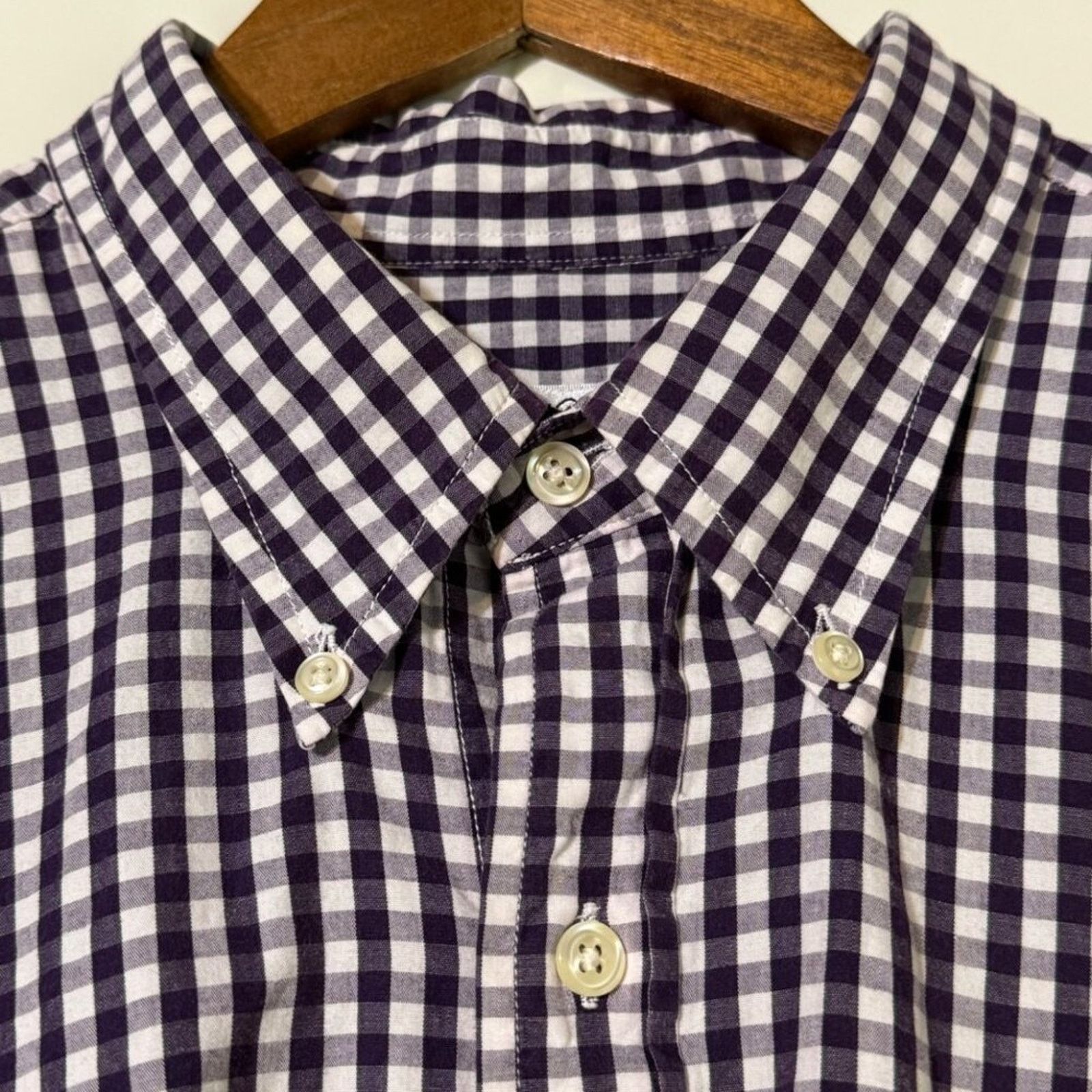 Brooks Brothers Brooks Brothers Men's XL Soft Buttoned Down Gingham Purple Size US XL / EU 56 / 4 - 4 Thumbnail