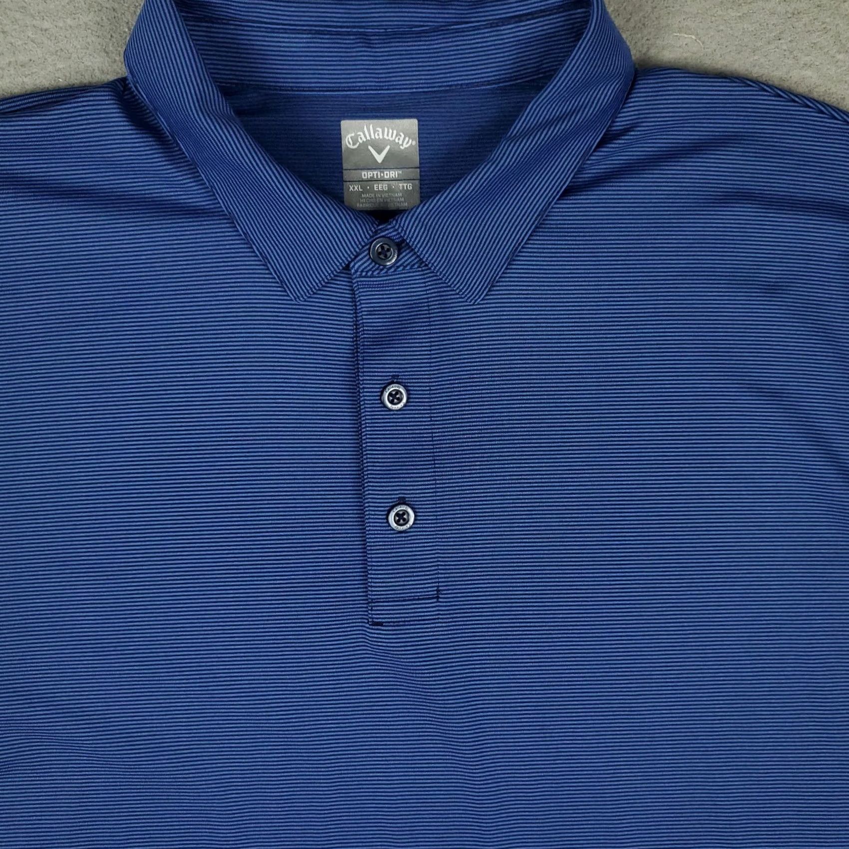 Callaway Callaway Polo Shirt Mens Size 2XL Blue Striped Polo Short Sleeve Golf Opti Dri Fit Shirts Size US XXL / EU 58 / 5 - 2 Thumbnail