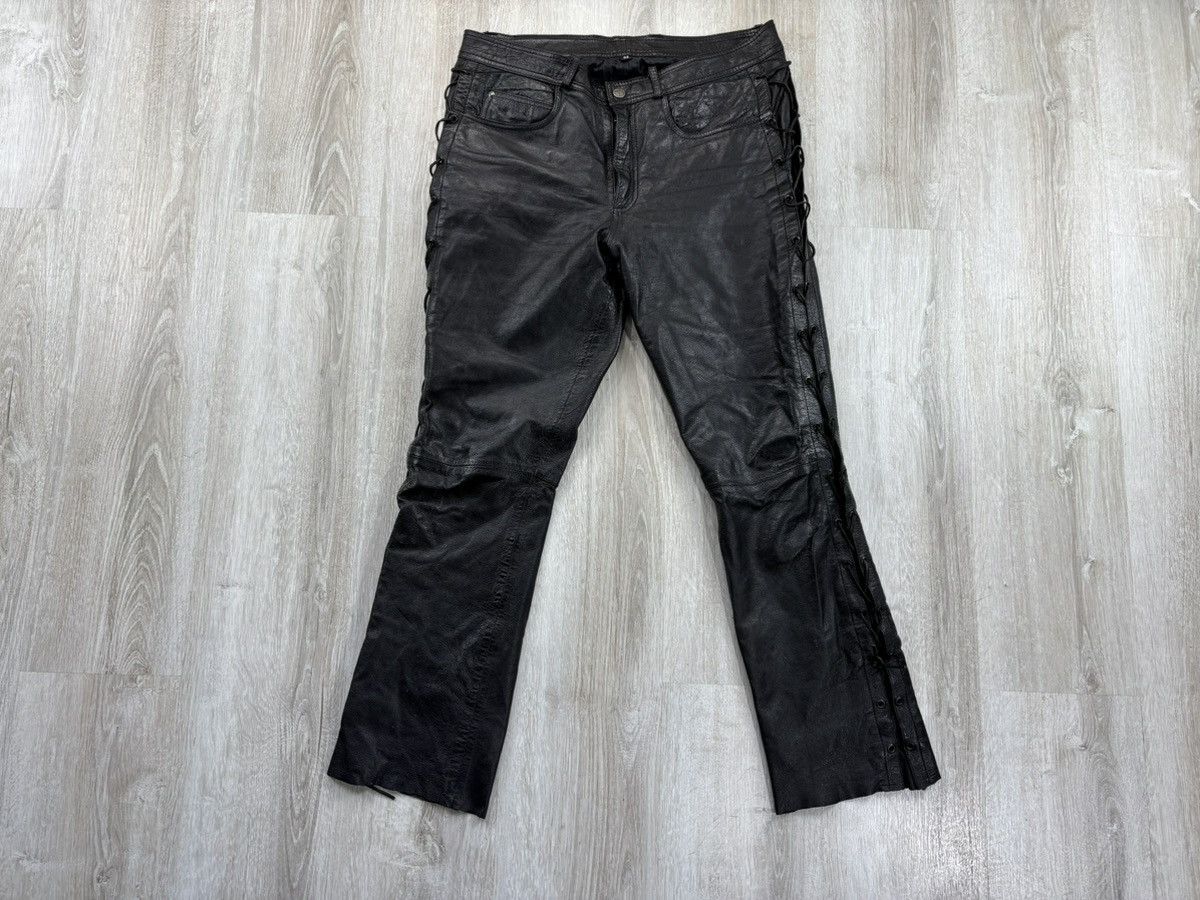 Leather × Vintage Mens biker motorcycle leather pants Highway Size 52 Size US 34 / EU 50 - 1 Thumbnail
