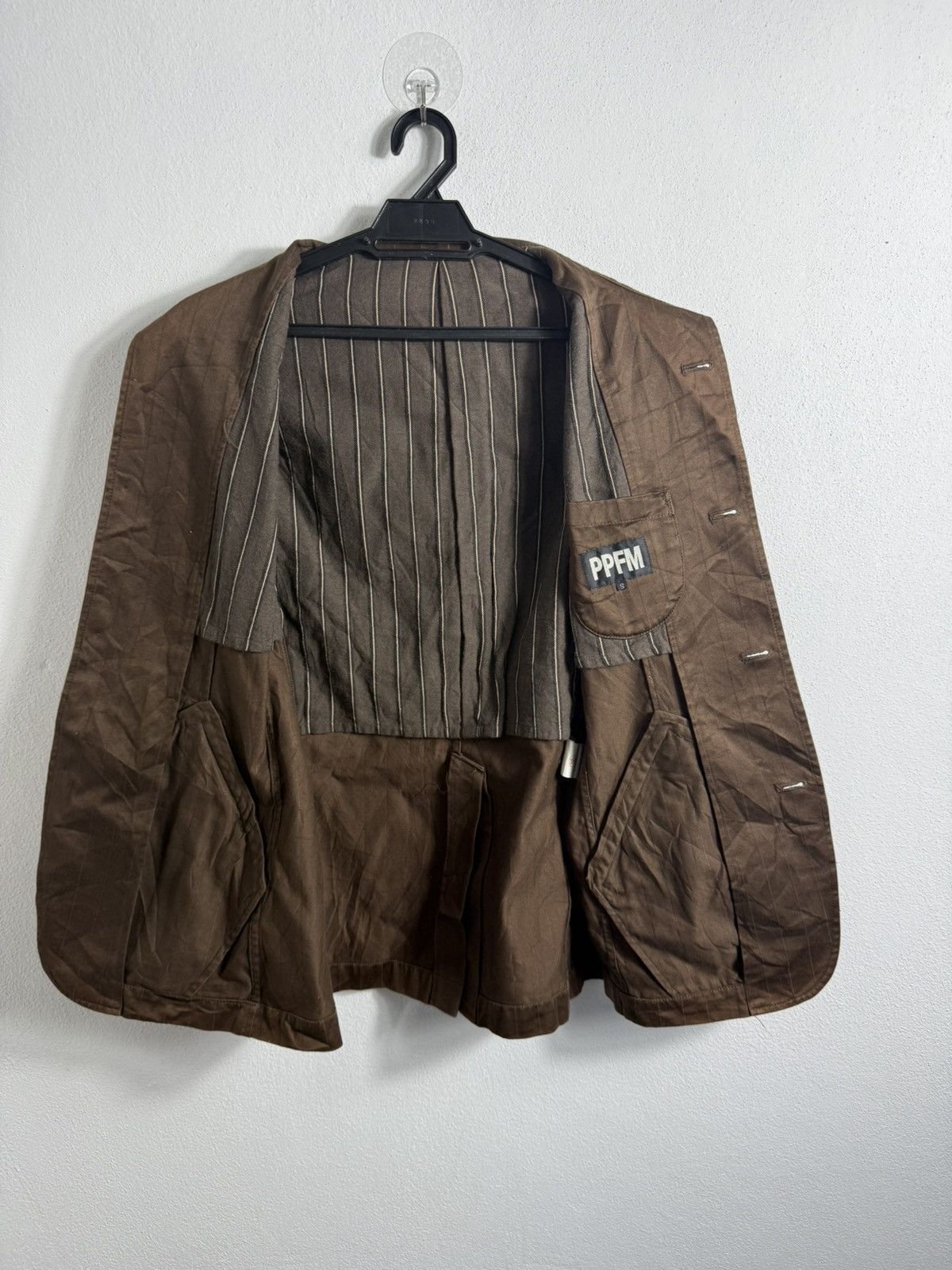 PPFM BROWN STRIPEJAPANESE CASUAL JACKET BY PPFM JAPANESE BRAND Size US S / EU 44-46 / 1 - 6 Thumbnail