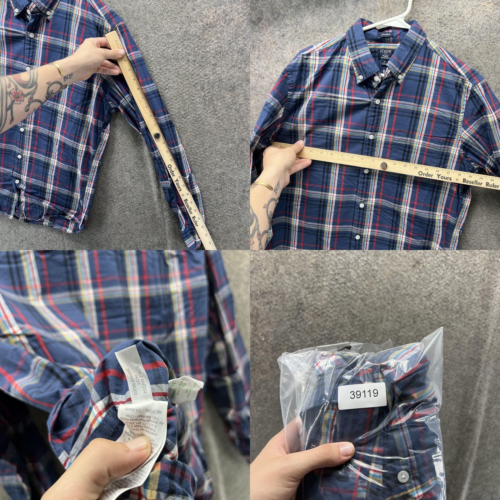 J.Crew J.Crew Shirt Mens Medium Blue Plaid Flex Washed Stretch Button Down Casual Shirts Button-Up Collared Long Sleeve Classic Fit Mens Size US M / EU 48-50 / 2 - 8 Thumbnail