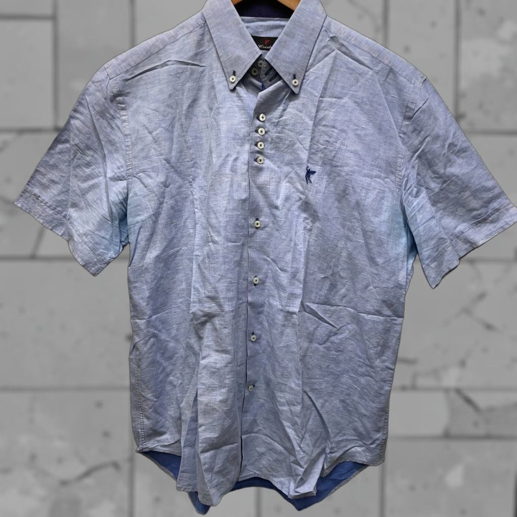 Vintage Credo Button-Down Shirt Mens Short Sleeve 100% Cotton Light Blue L Size US L / EU 52-54 / 3 - 1 Thumbnail