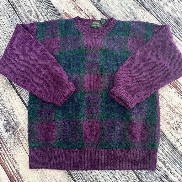 Vintage Vintage Marshall Fields 100% Shetland Wool Purple and Green Size US M / EU 48-50 / 2 - 2 Thumbnail