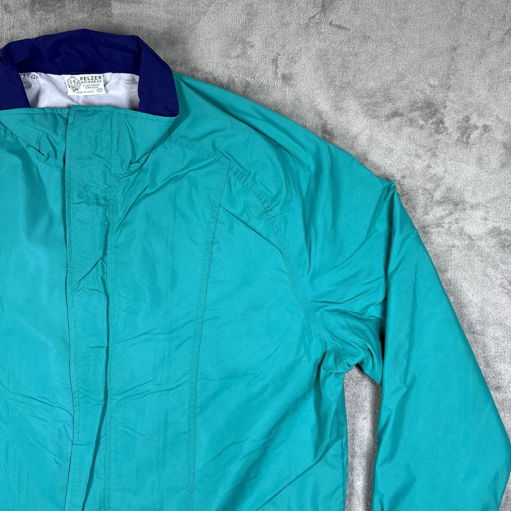 Vintage VINTAGE Pelzer Rainwear Jacket Nylon Water Resistant Turquoise Blue 2XL Men Zip. Size US XXL / EU 58 / 5 - 4 Thumbnail