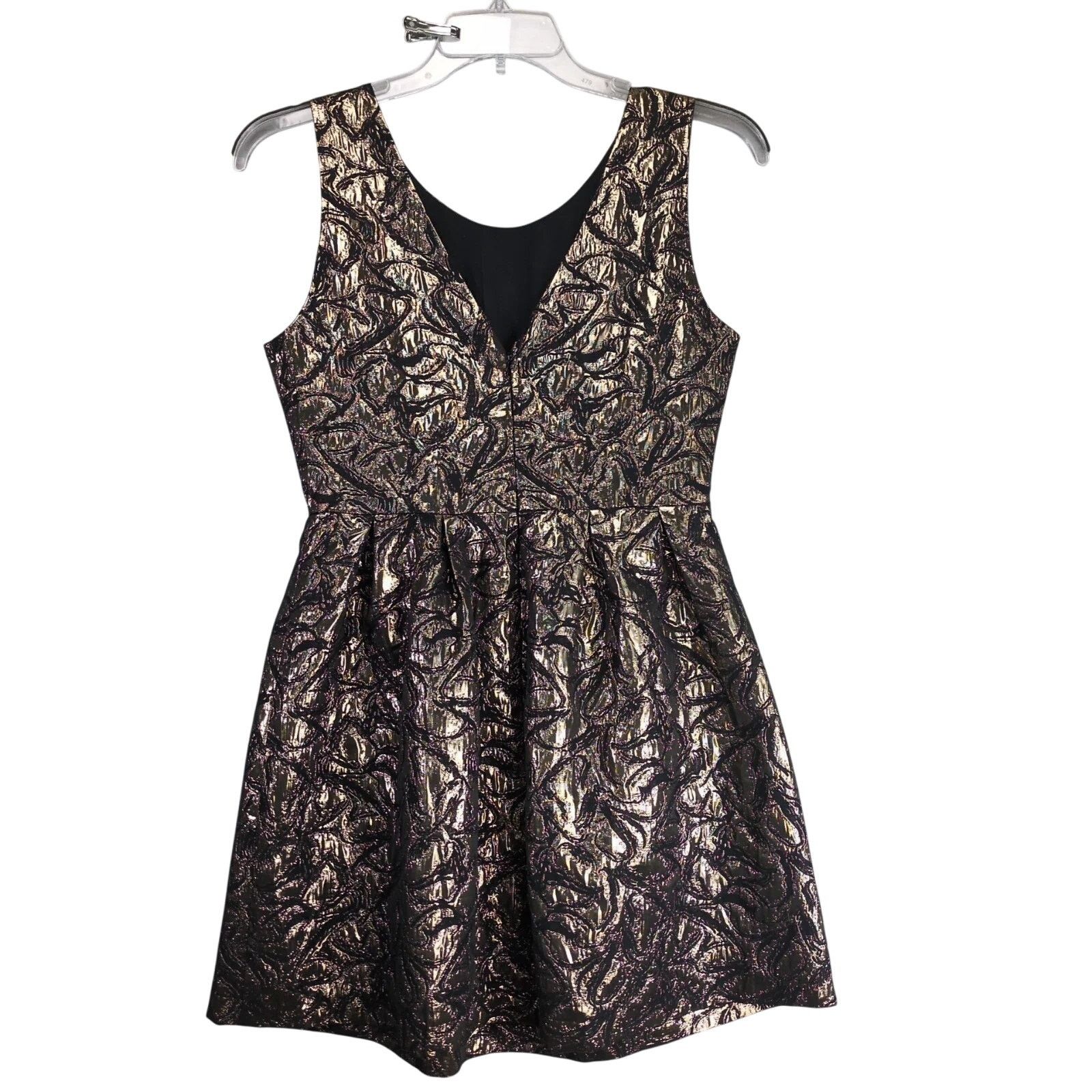 Other Jack Metallic Gold & Black Jacquard Peplum Dress Sleeveless Size M / US 6-8 / IT 42-44 - 2 Thumbnail