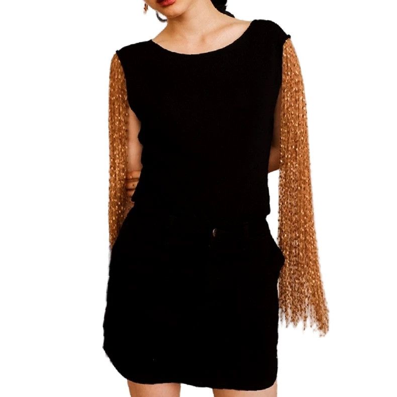 Loewe LOEWE Dark gold tasselled sleeve knit top Size M / US 6-8 / IT 42-44 - 1 Thumbnail