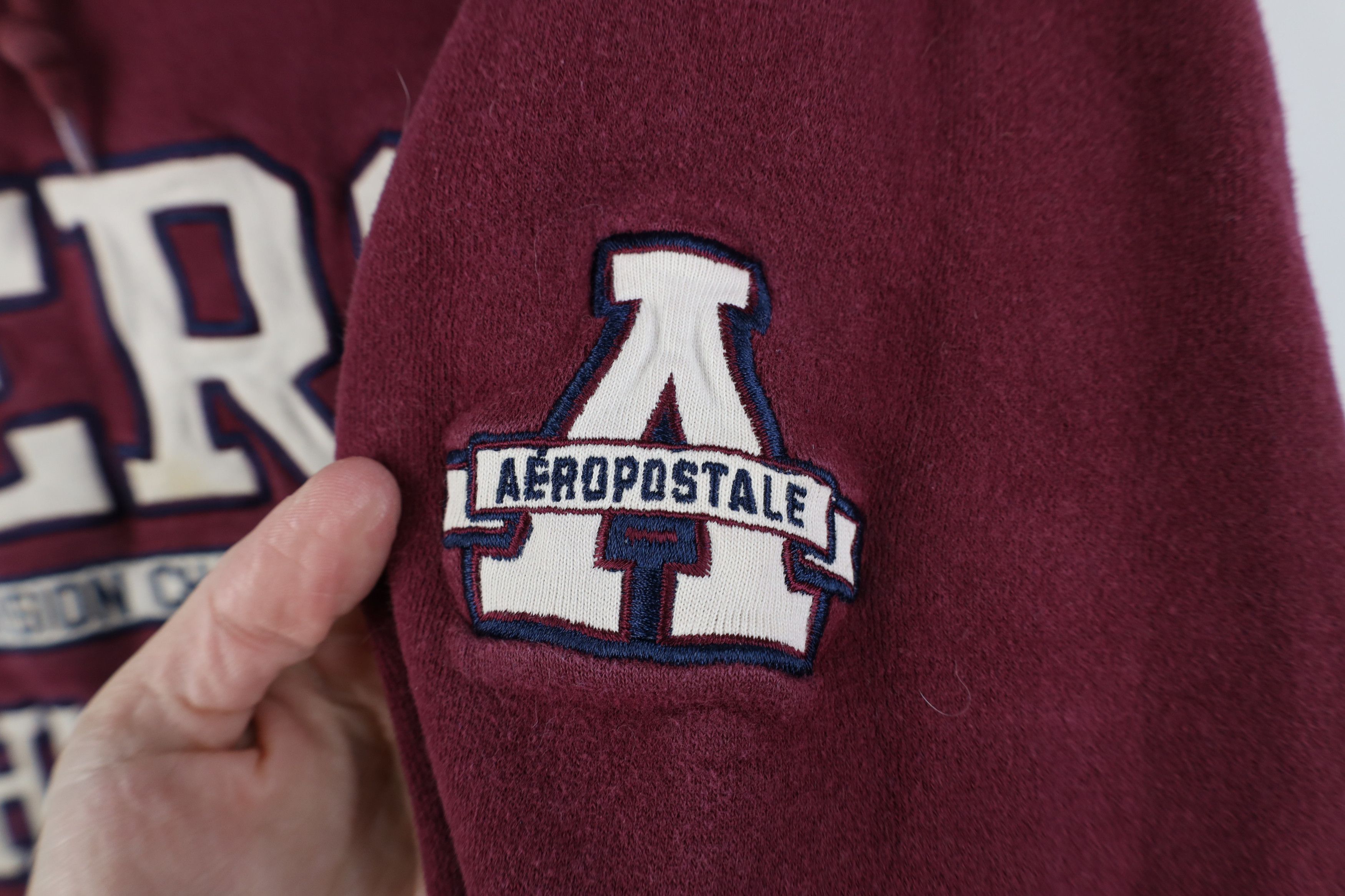 Aeropostale Vintage 90s Y2K Aeropostale Spell Athletics Hoodie Maroon Size US XL / EU 56 / 4 - 4 Thumbnail