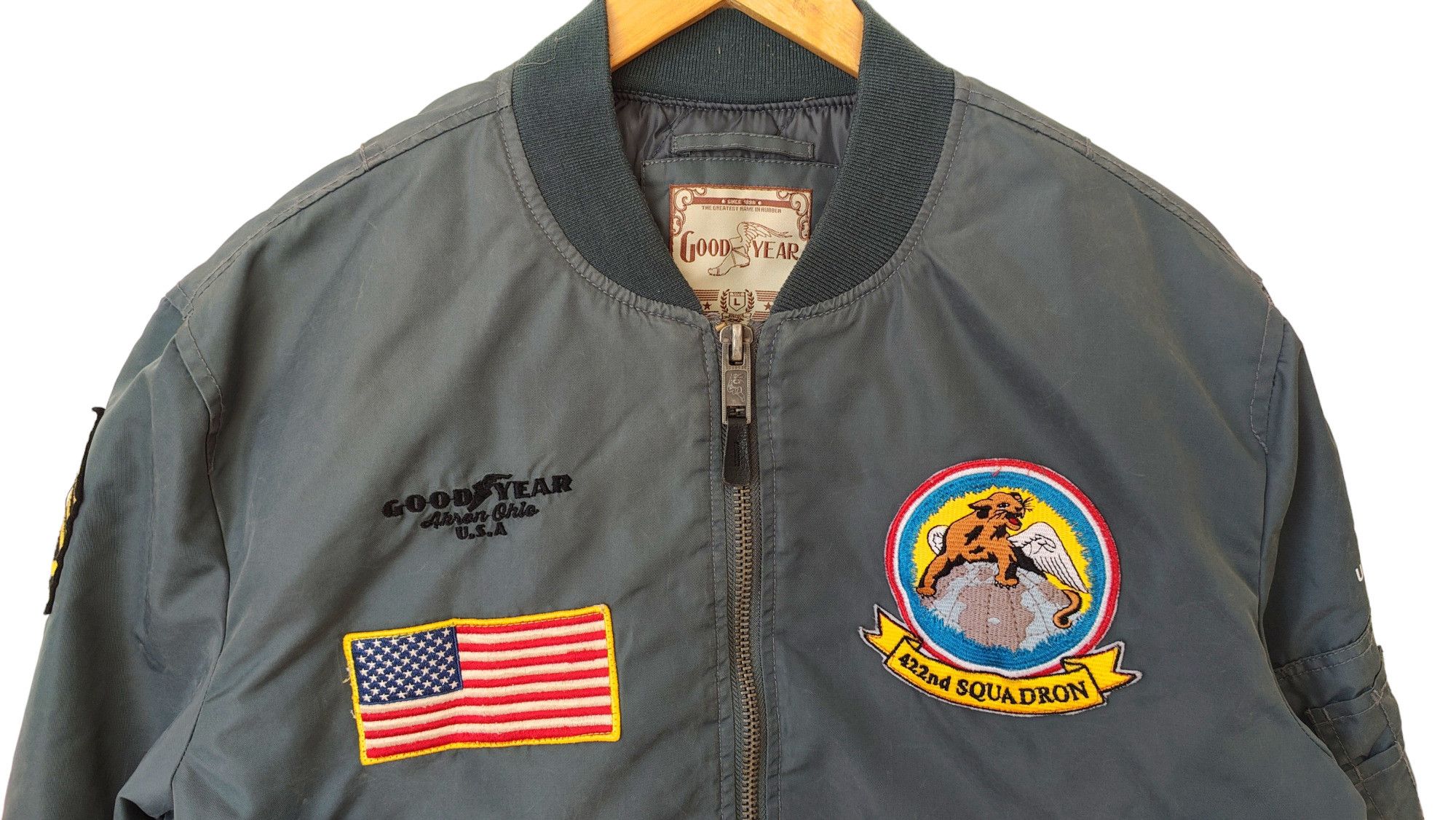 Vintage Goodyear USA Patch Aviator Military Bomber Jacket Size US L / EU 52-54 / 3 - 3 Thumbnail