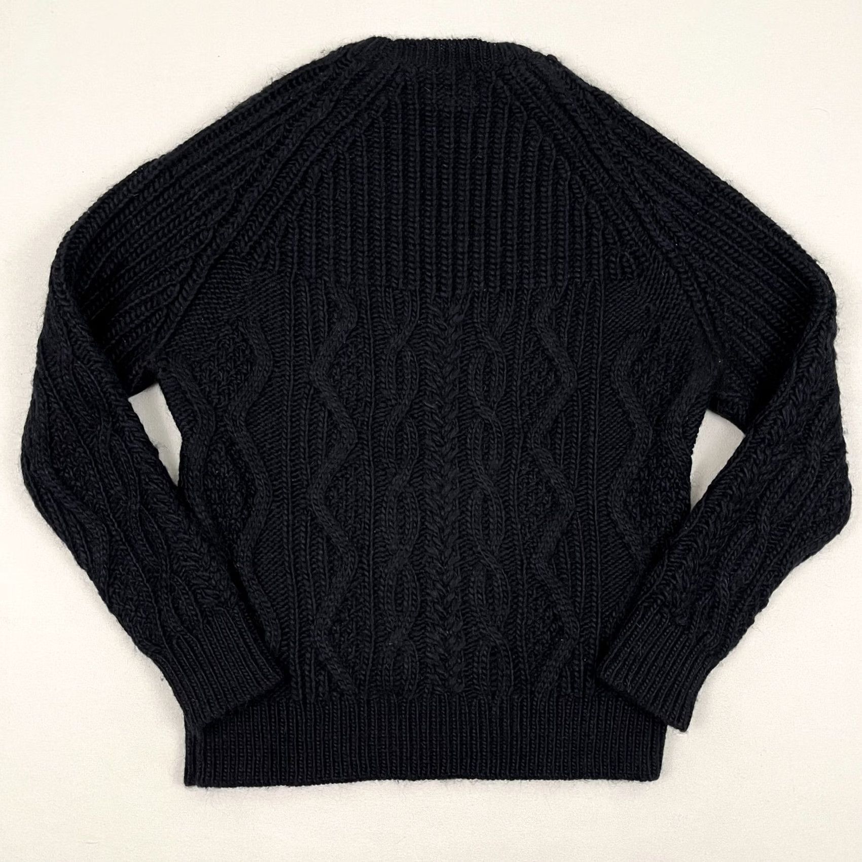 Allsaints AllSaints Tenet Crew Sweater Mens S Navy Blue Wool Alpaca Fisherman Cable Knit Size US S / EU 44-46 / 1 - 7 Thumbnail