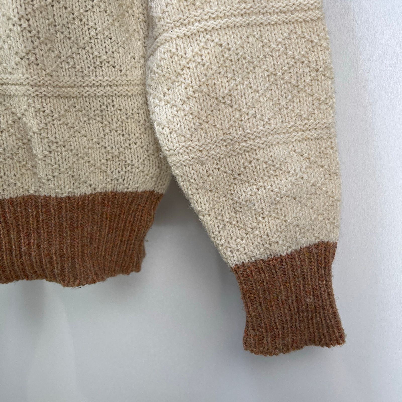 Vintage Vintage Shetland Wool Crewneck Sweater Striped Tan Ivory Size US M / EU 48-50 / 2 - 5 Thumbnail