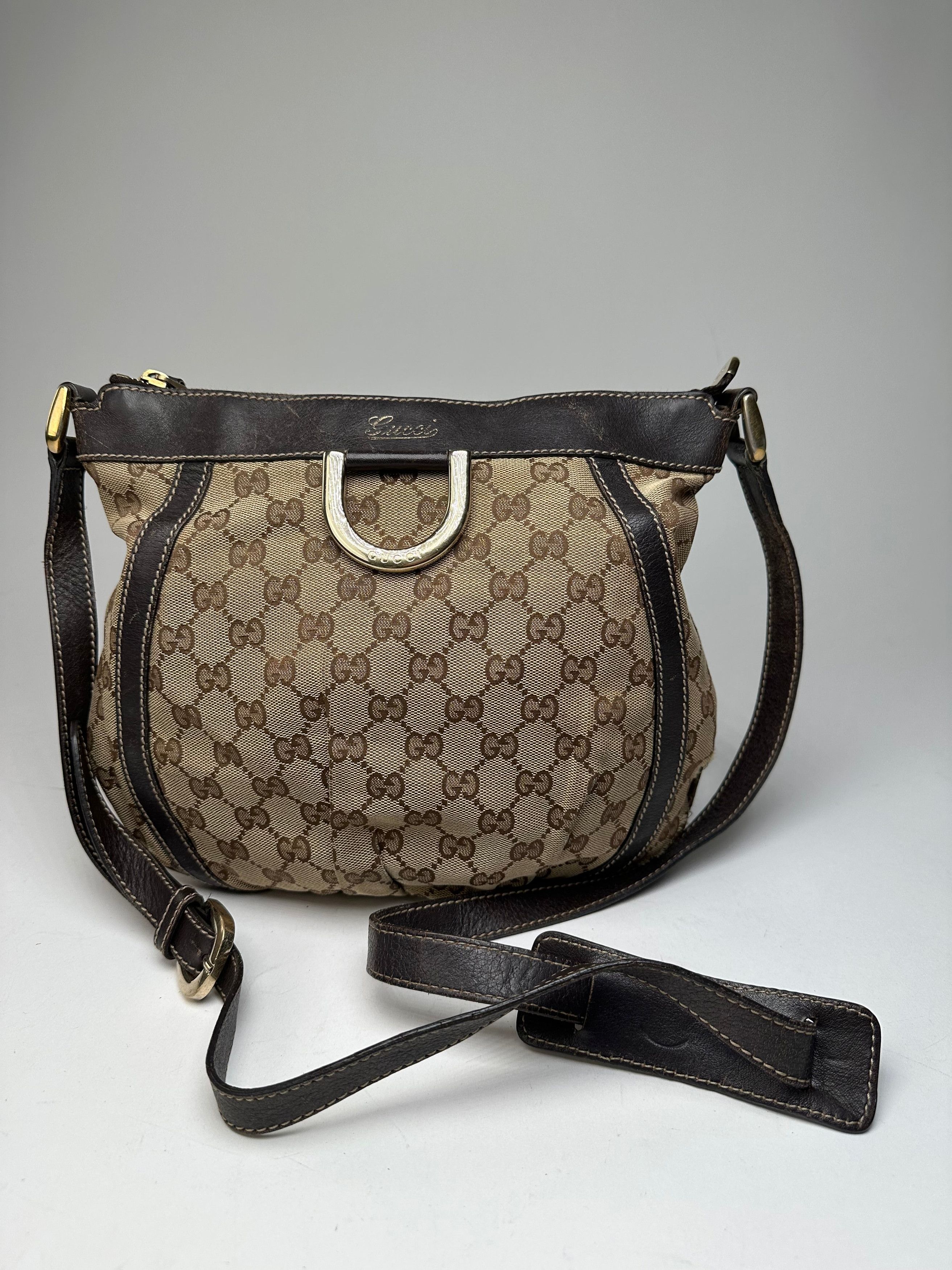 Gucci Vintage Monogram D-Ring Shoulder / Crossbody Bag Beige Brown Size ONE SIZE - 1 Thumbnail
