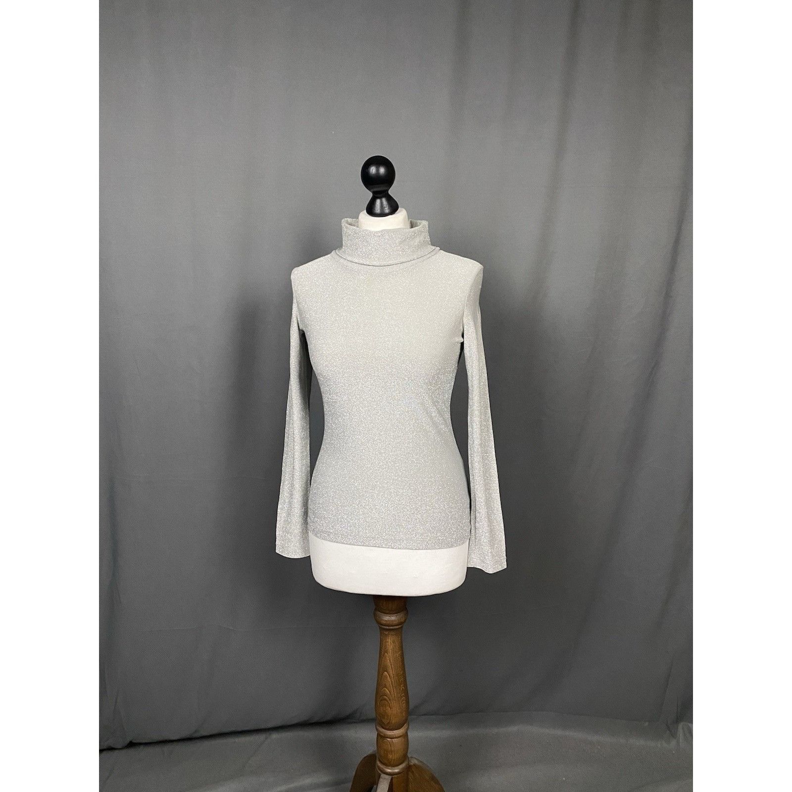 Versus Versace Versus Versace Vintage Women's Gray Lurex Turtleneck Sweater Size S / US 4 / IT 40 - 2 Thumbnail