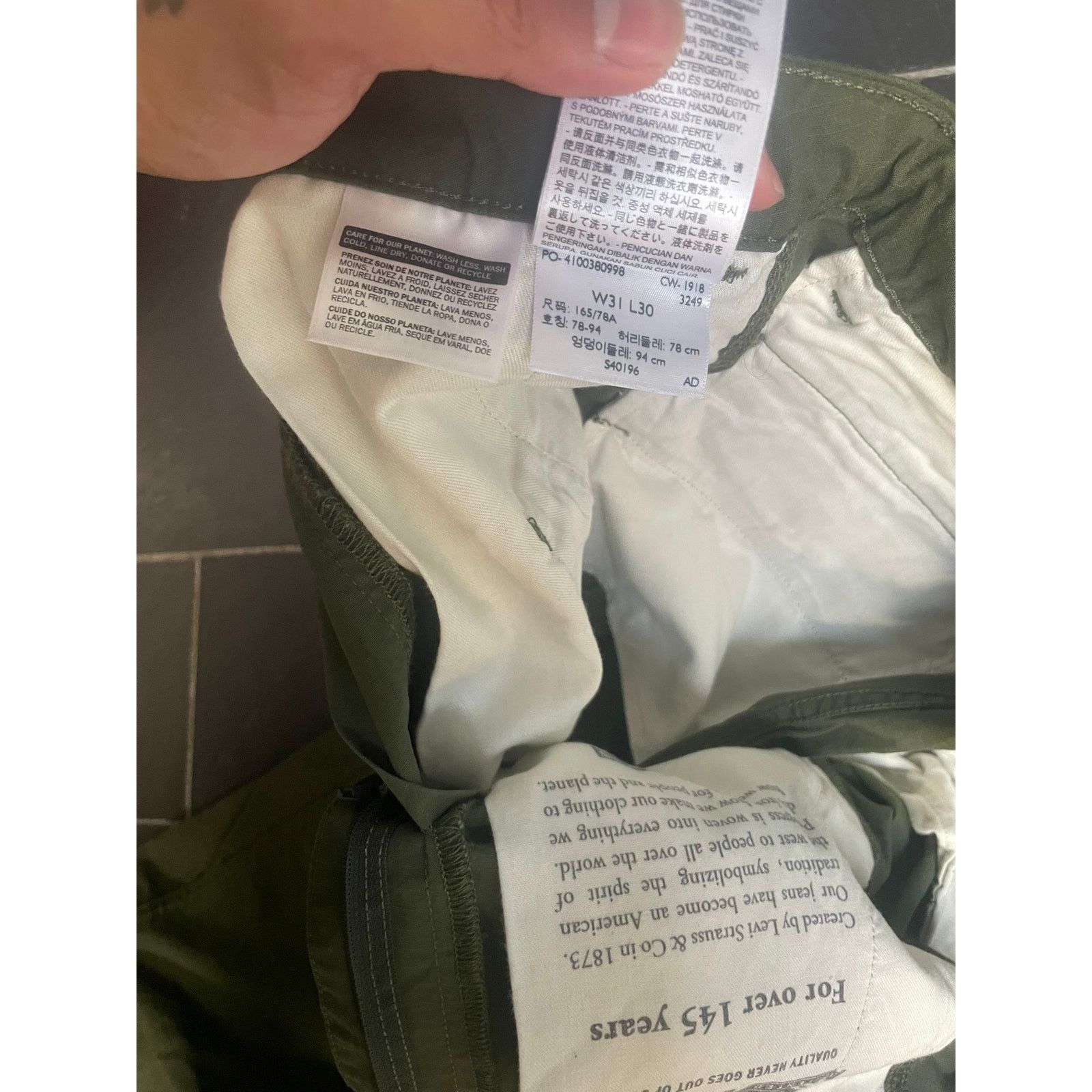 Levi's Levi Cargo Pants 31 x 30 Olive Green Army Size US 31 - 3 Thumbnail