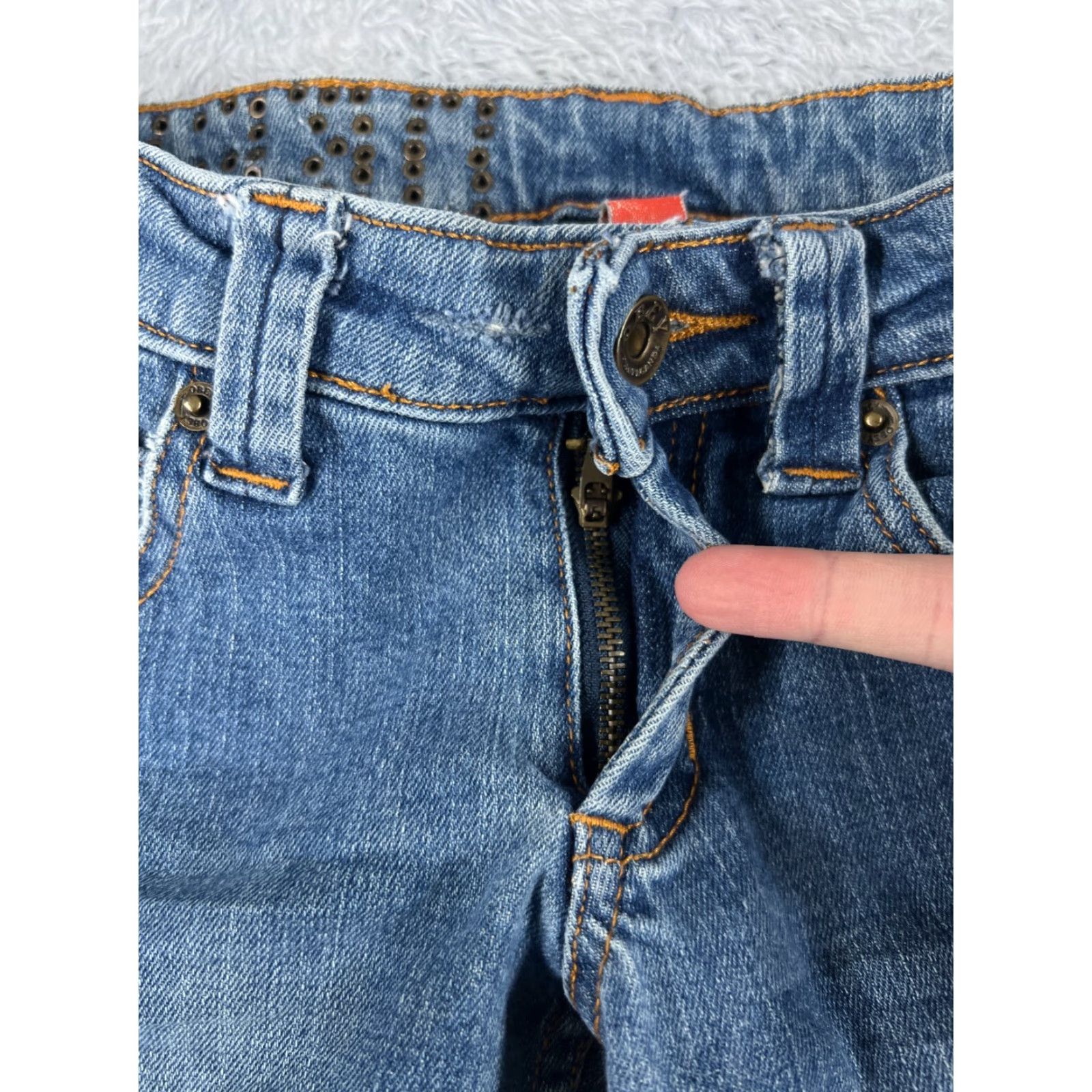 Obey OBEY Jeans 0 24x29 Blue Denim Straight Ankle Zip Studded Womens Size 25" / US 0 / IT 36 - 5 Thumbnail