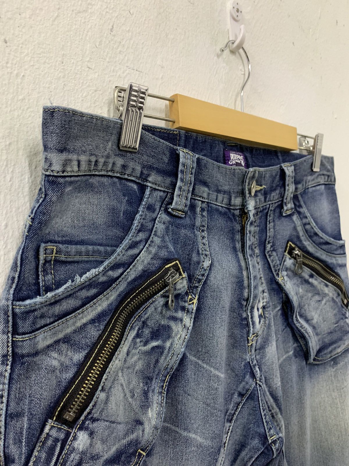 Japanese Brand Purple And Yellow Distressed Arc Denim Pants Size US 33 - 5 Thumbnail