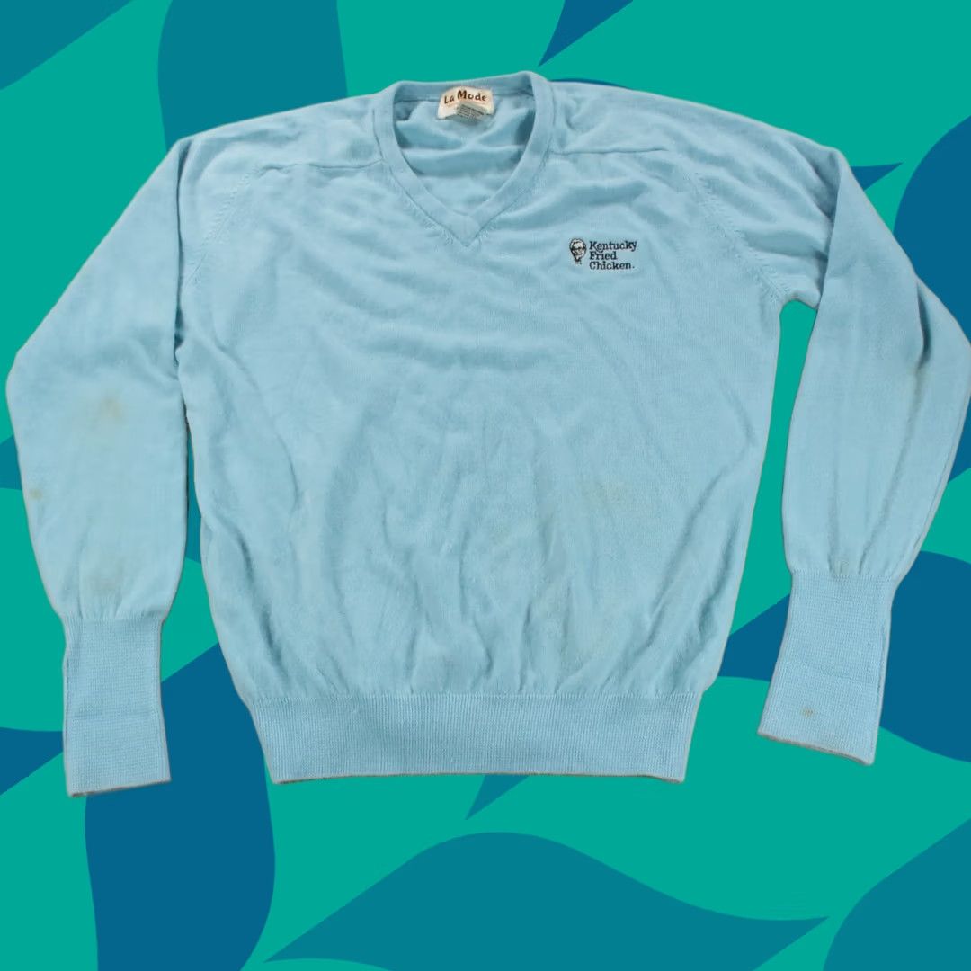 Vintage VINTAGE Kentucky Fried Chicken kfc worker sweater MEDIUM blue embroidered 80s 90s Mens Size US M / EU 48-50 / 2 - 1 Thumbnail