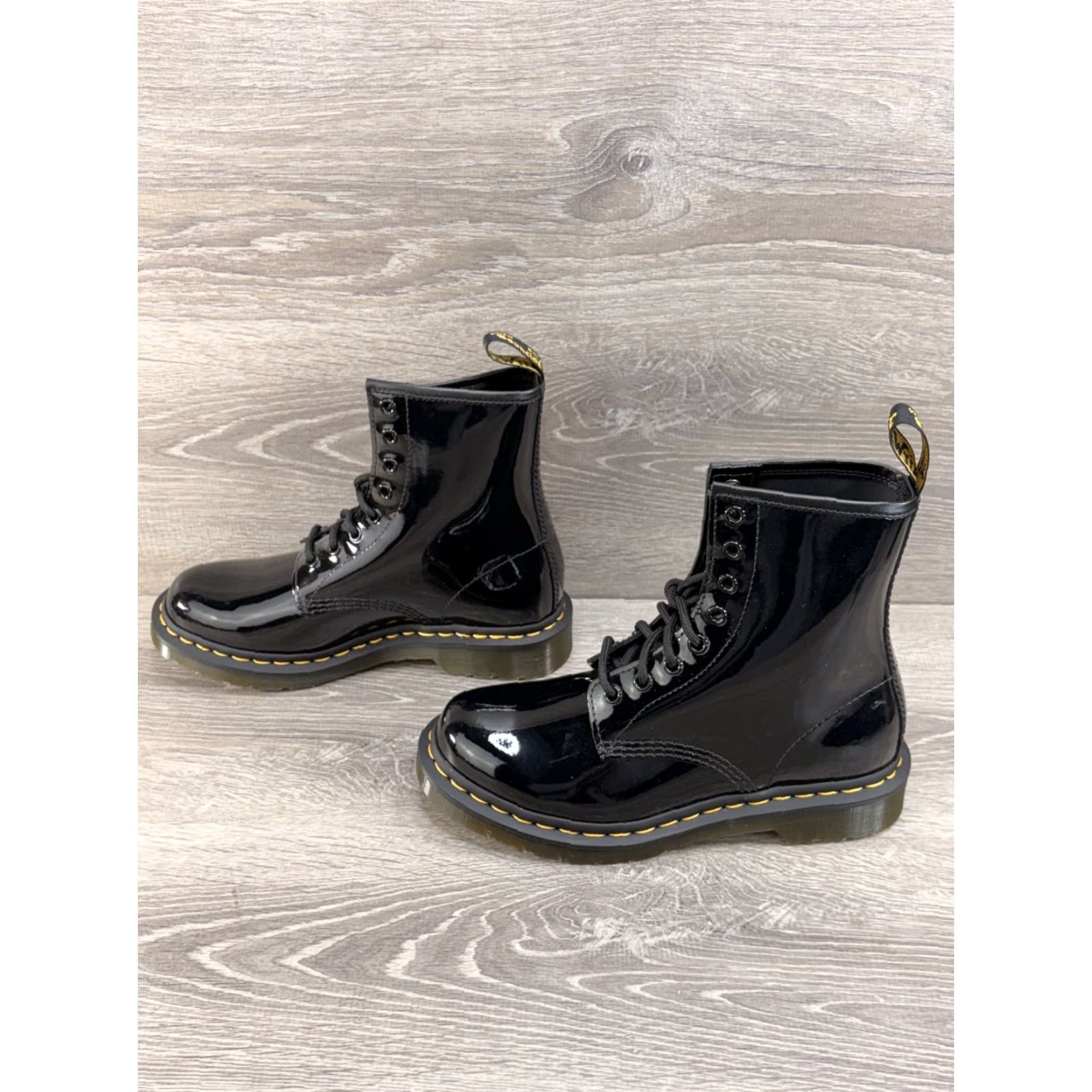 Dr. Martens Dr. Martens 1460 Boots Womens 7 Black Patent Leather Combat Lace Up UK 5 EU 38 - 11821 Size US 5 / IT 35 - 5 Thumbnail