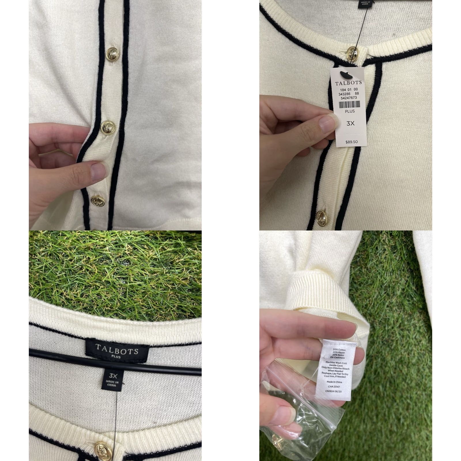 Talbots VINTAGE Talbots Cardigan Womens 3XL Cashmere Blend Button Front Casual Elegant 90s Beige 100% Cashmere Knit Long Sleeve V-Neck Womens Cardigan 3XL Size XXL / US 16-18 / IT 52-54 - 8 Thumbnail