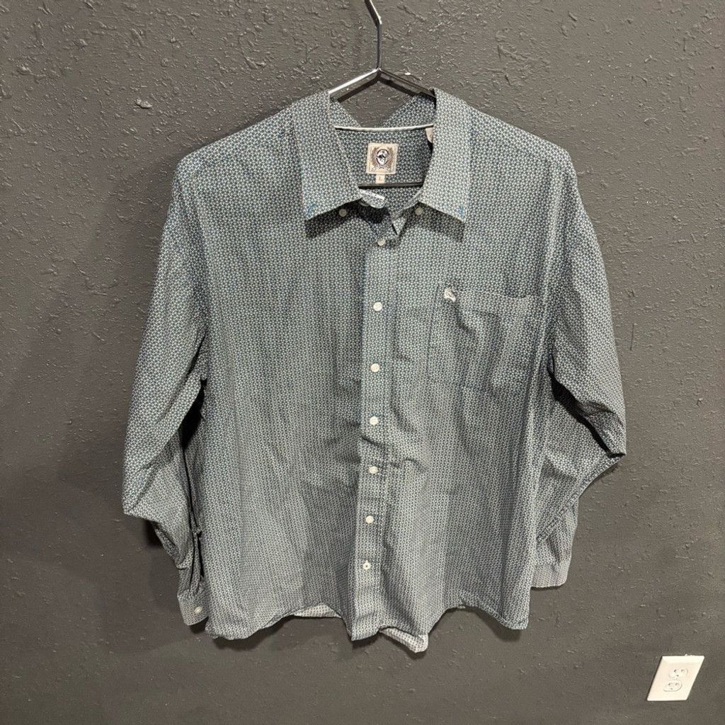 CINCH Cinch Men's Teal Patterned Button Down Shirt Size US L / EU 52-54 / 3 - 1 Thumbnail