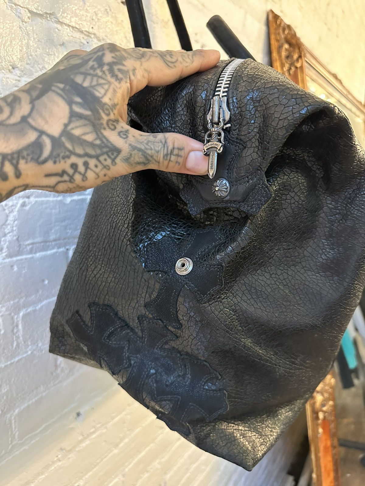 Chrome Hearts CHROME HEARTS HUGE LEATHER LUGGAGE DUFFLE BAG CROSS PATCH 4G Size ONE SIZE - 6 Thumbnail