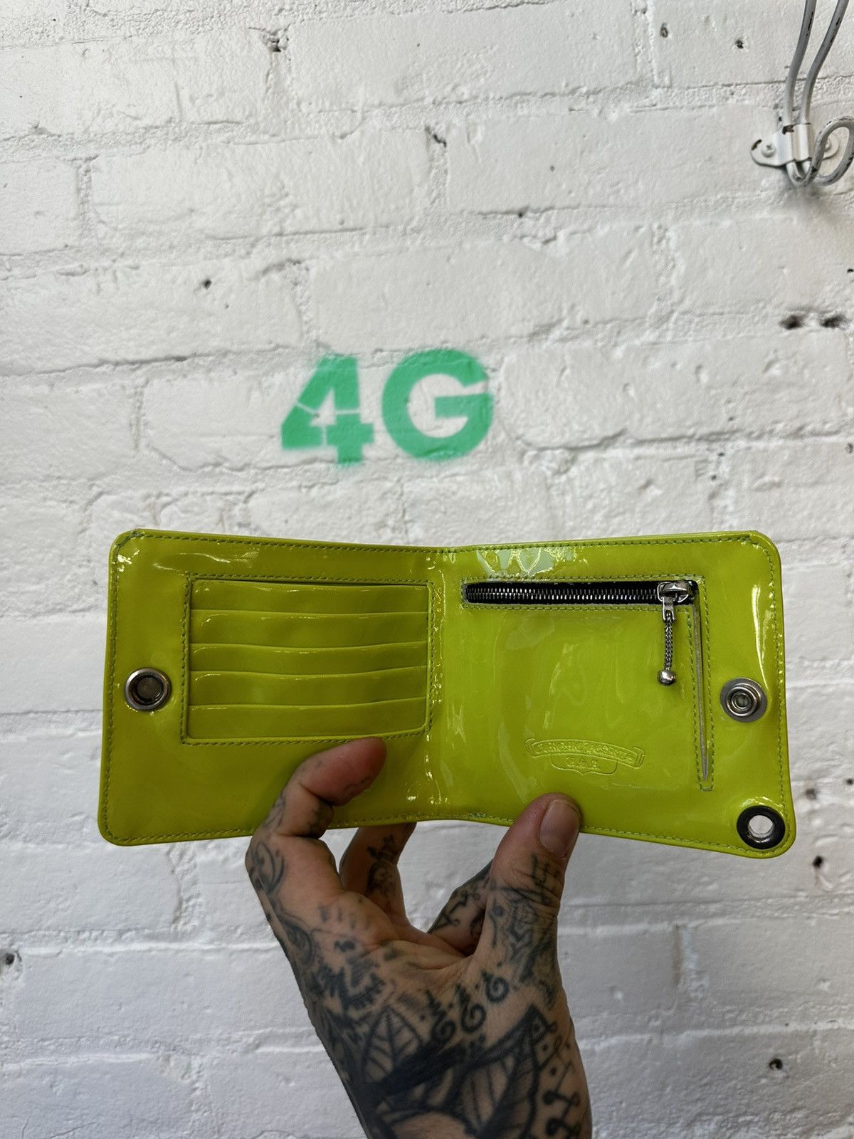 Chrome Hearts CHROME HEARTS 1/1 LIME GREEN CHEETAH LEOPARD CROSS WALLET Size ONE SIZE - 7 Thumbnail