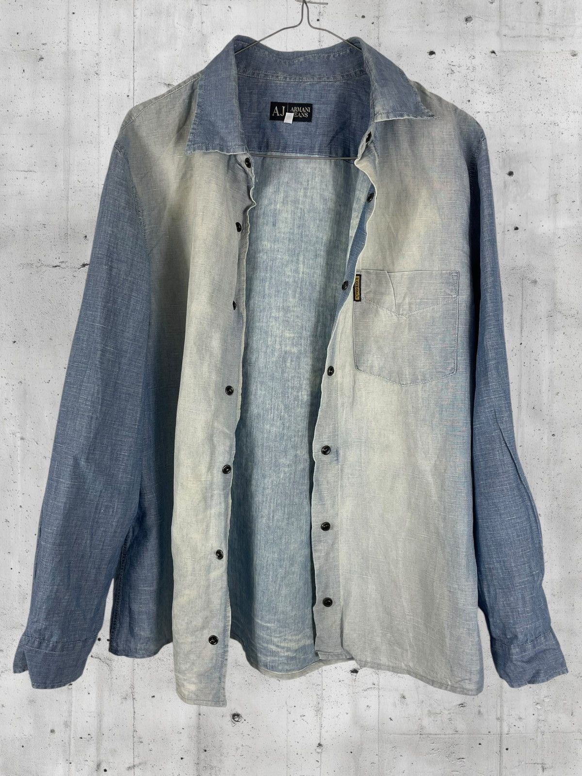 Vintage Armani Jeans Vintage 90s Sun Faded Denim Shirt Size US M / EU 48-50 / 2 - 1 Thumbnail