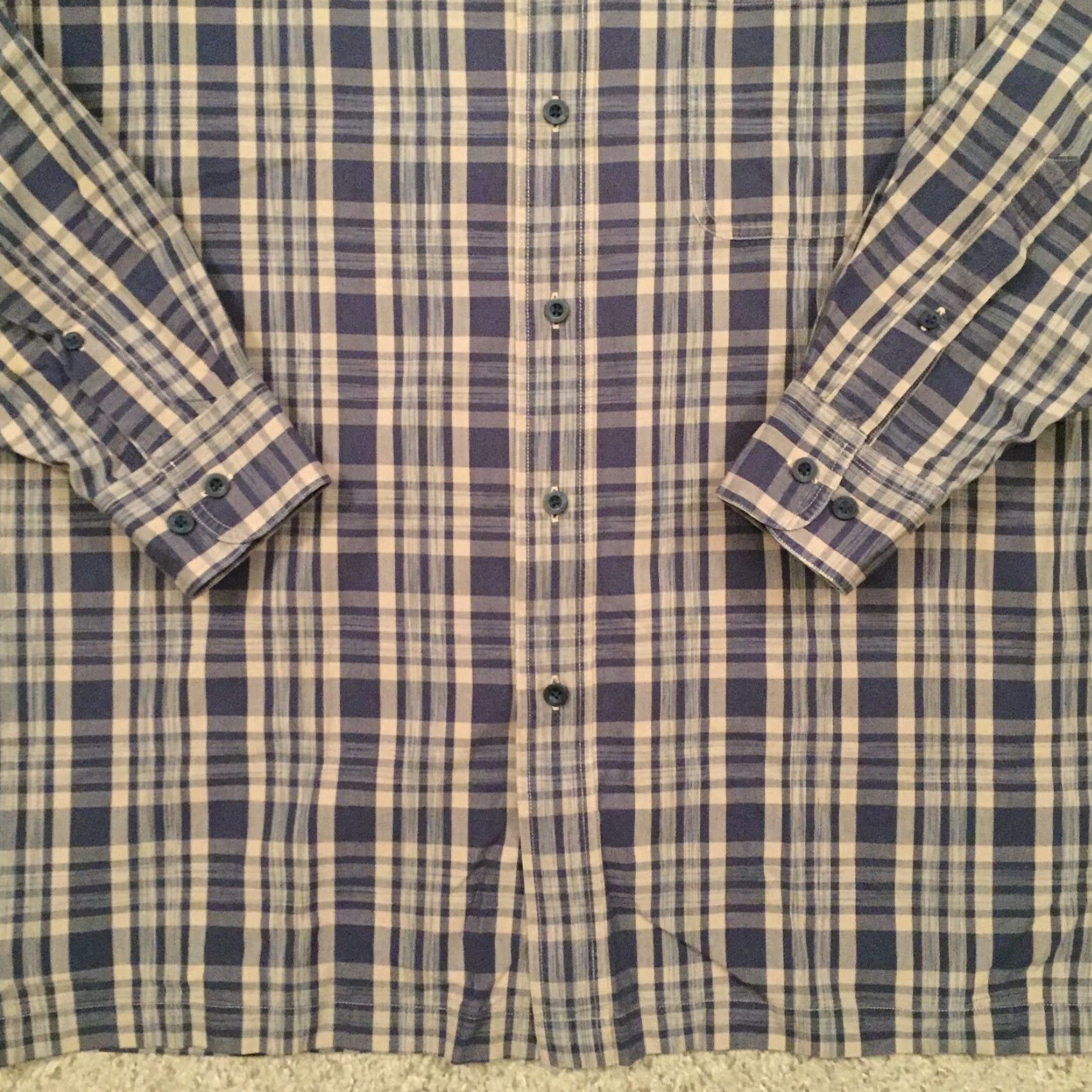 Vintage BD Baggies Shirt Mens Medium Blue Beige Plaid Long Sleeve Button Up Shirt Size US M / EU 48-50 / 2 - 4 Thumbnail