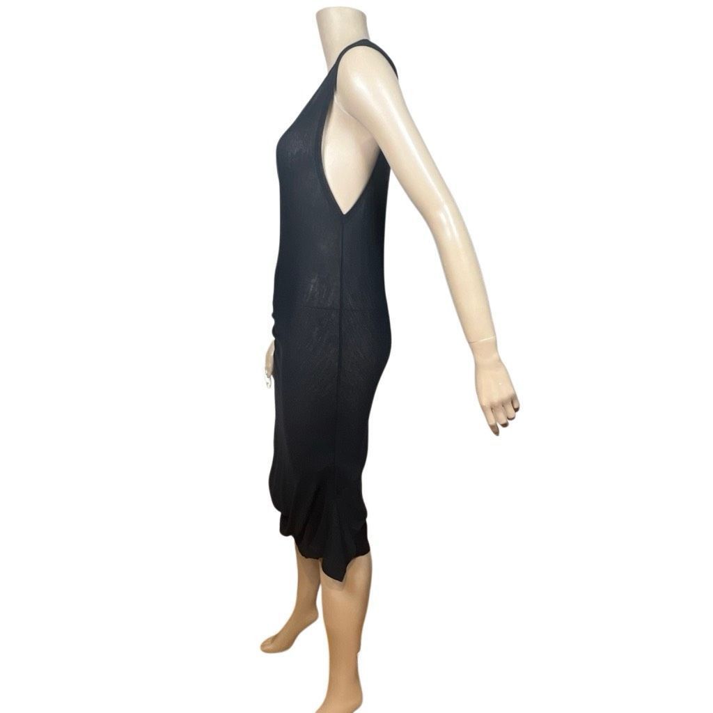 McQ Alexander McQueen Alexander McQueen McQ Black Ribbed Wool Bland Draped Midi Dress Size M (049) Size M / US 6-8 / IT 42-44 - 10 Thumbnail