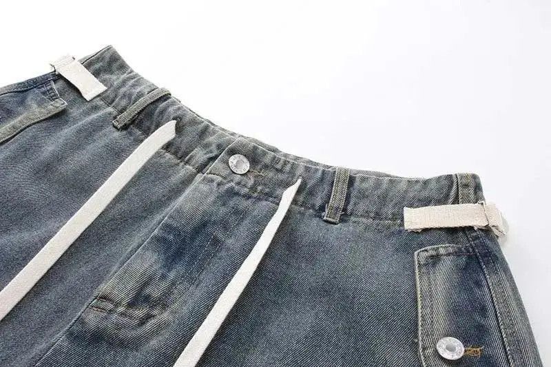 Japanese Brand Wide Leg Baggy Y2K Drawstring Cargo Jorts Size US 30 / EU 46 - 5 Thumbnail