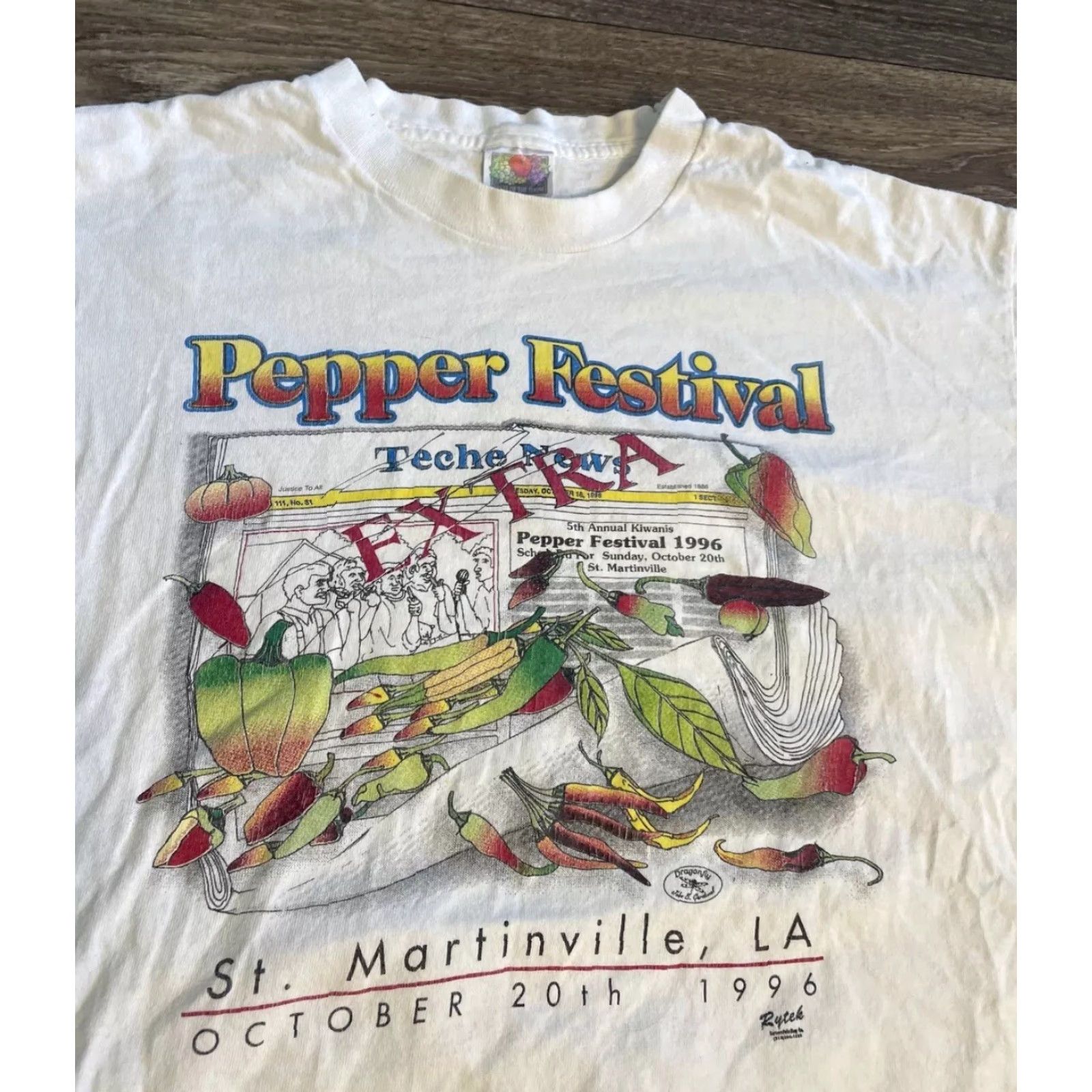Vintage VINTAGE Louisiana Pepper Festival Art White T-Shirt Adult XL Mens Size US XL / EU 56 / 4 - 2 Thumbnail