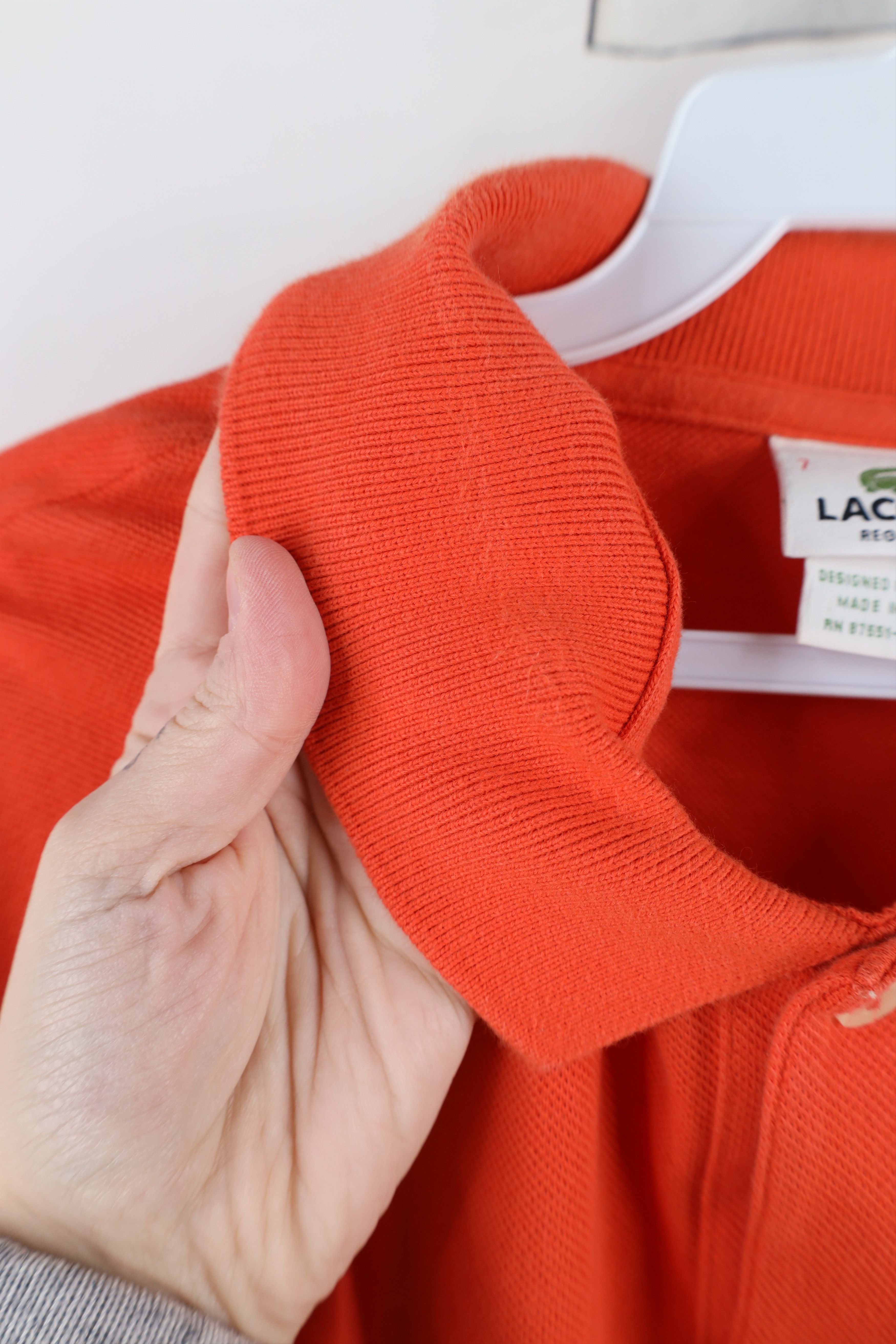 Lacoste × Vintage Lacoste Logo Pique Cotton Knit Collared Polo Shirt Orange Size US XL / EU 56 / 4 - 9 Thumbnail
