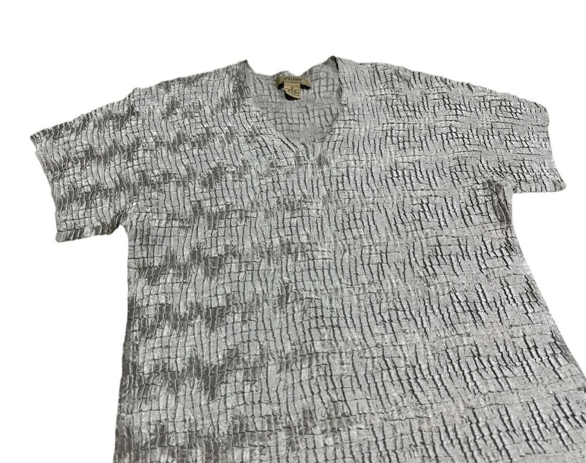 Issey Miyake × Japanese Brand × Pleats Please Issey Miyake 🔥Rare Vintage Plisse Pleated Shirt Metallic Silver Size US M / EU 48-50 / 2 - 2 Thumbnail