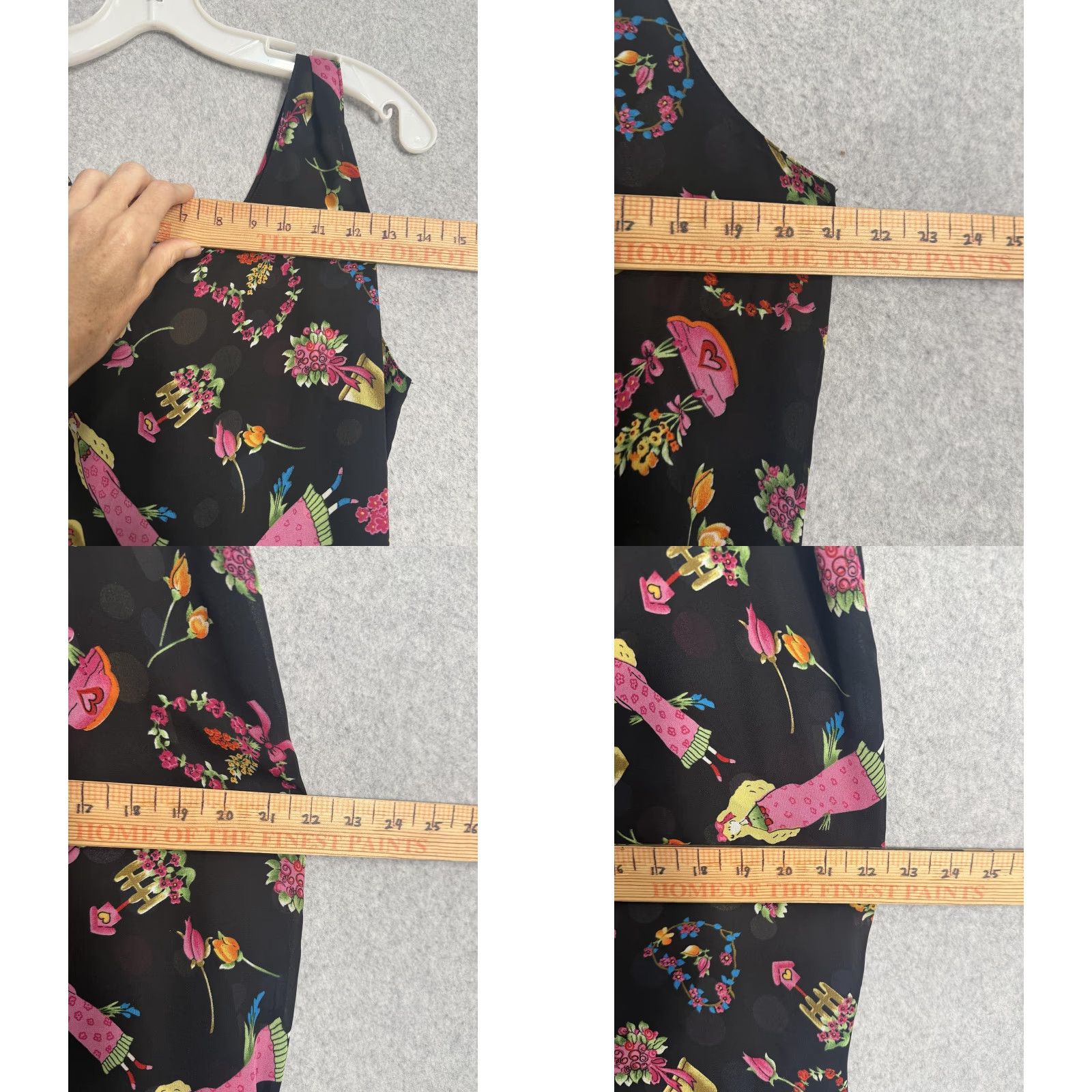 Vintage Floral Tank Dress Womens Large Black Maxi Reversible Pockets Boho Sleeveless Adults Ladies Size L / US 10 / IT 46 - 8 Thumbnail