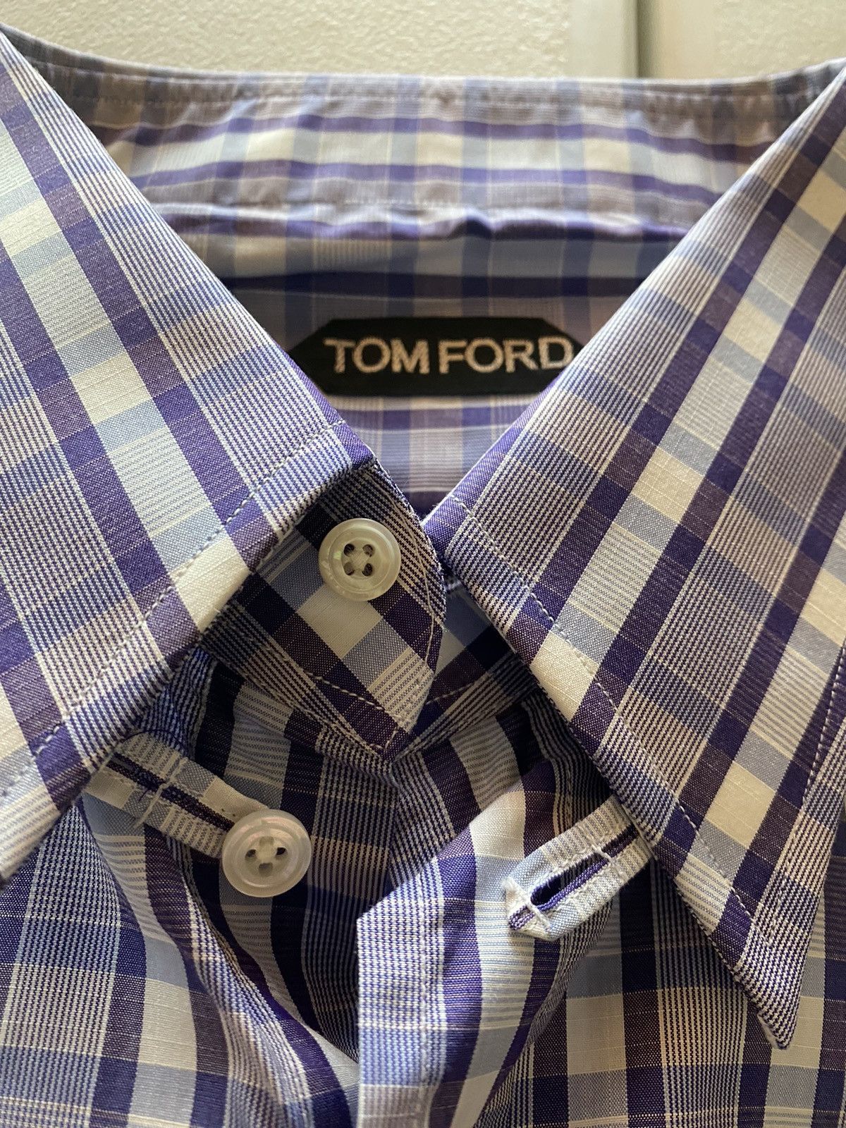 Tom Ford Tom Ford blue purple check shirt 16.5 42e NEW Size US L / EU 52-54 / 3 - 9 Thumbnail