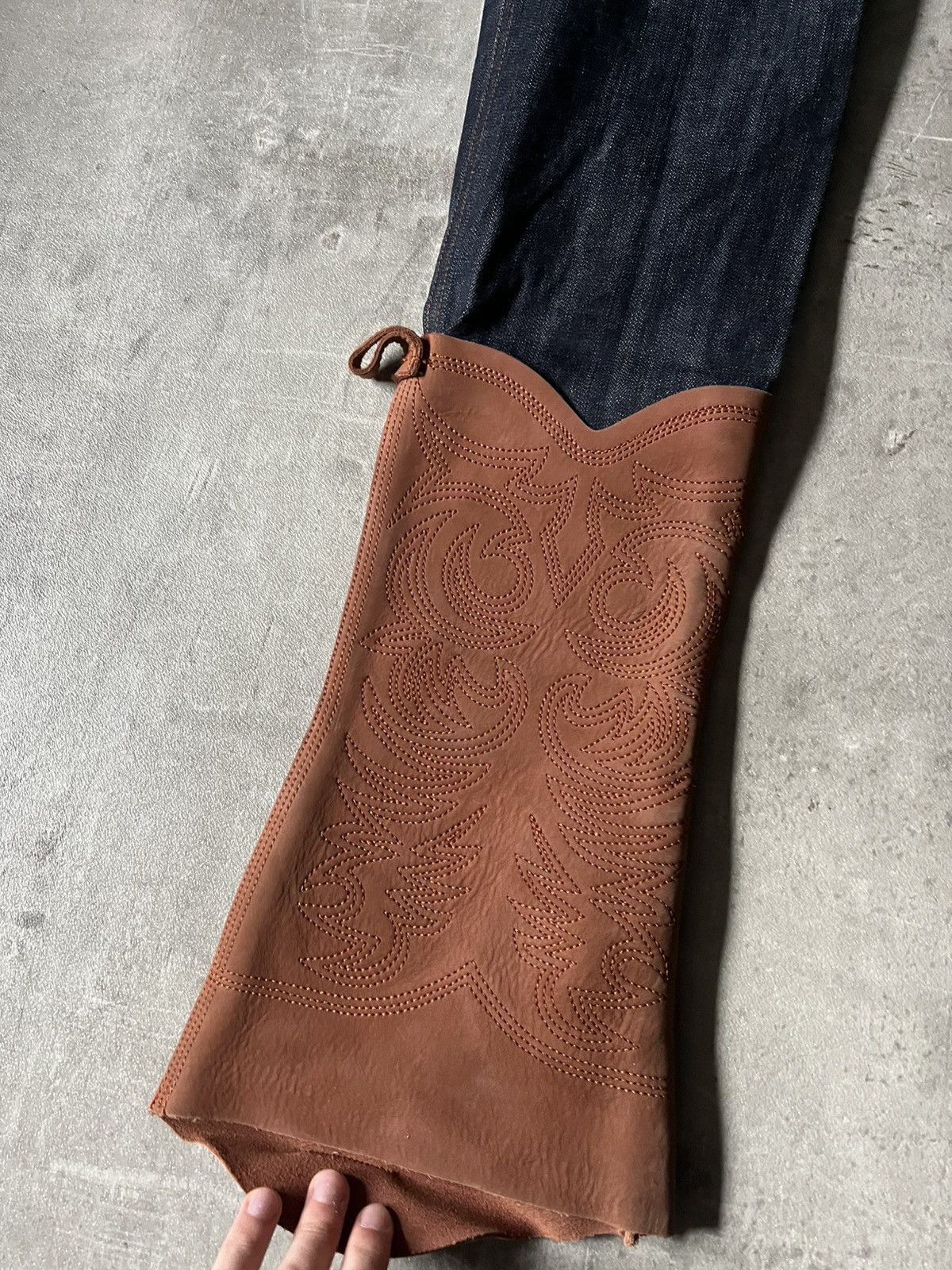 Jean Paul Gaultier Jean Paul Gaultier leather trimmed cowboy boot denim Size 30" / US 8 / IT 44 - 11 Thumbnail